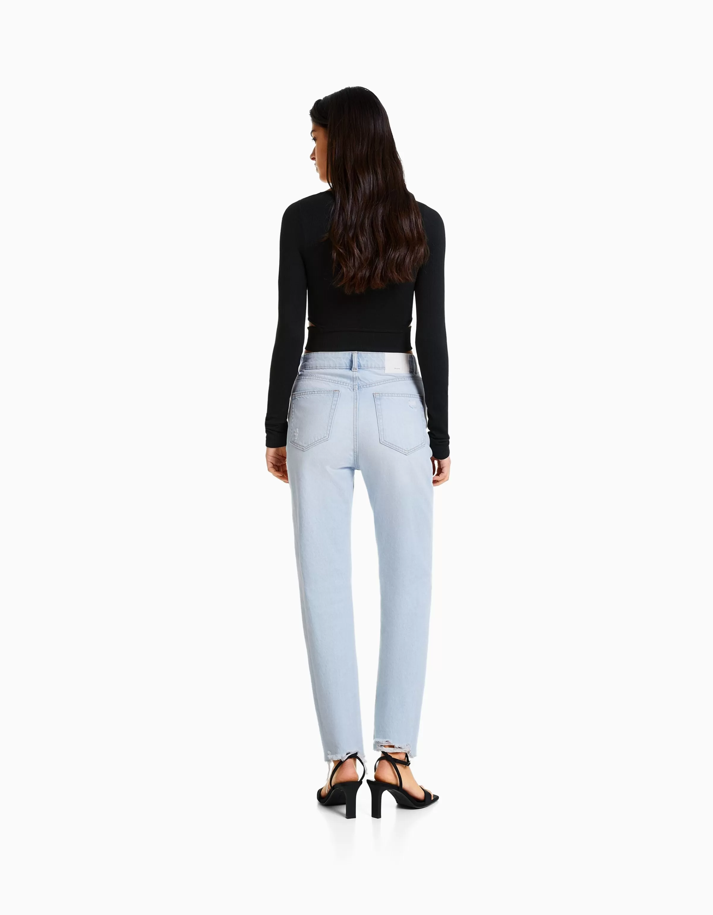 BERSHKA Jeans*Jean mom déchiré Bleu