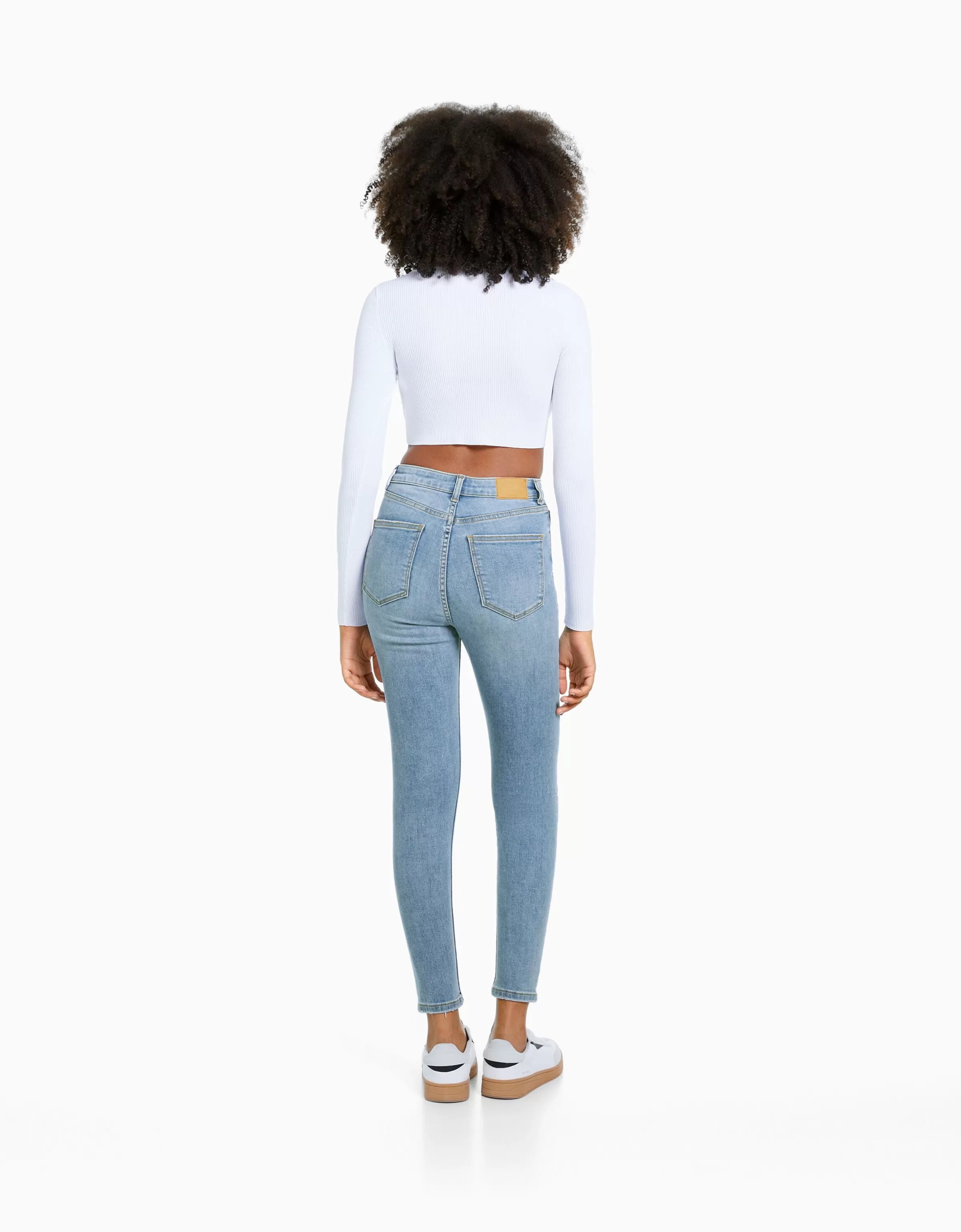 BERSHKA Jeans*Jean skinny taille très haute Bleu