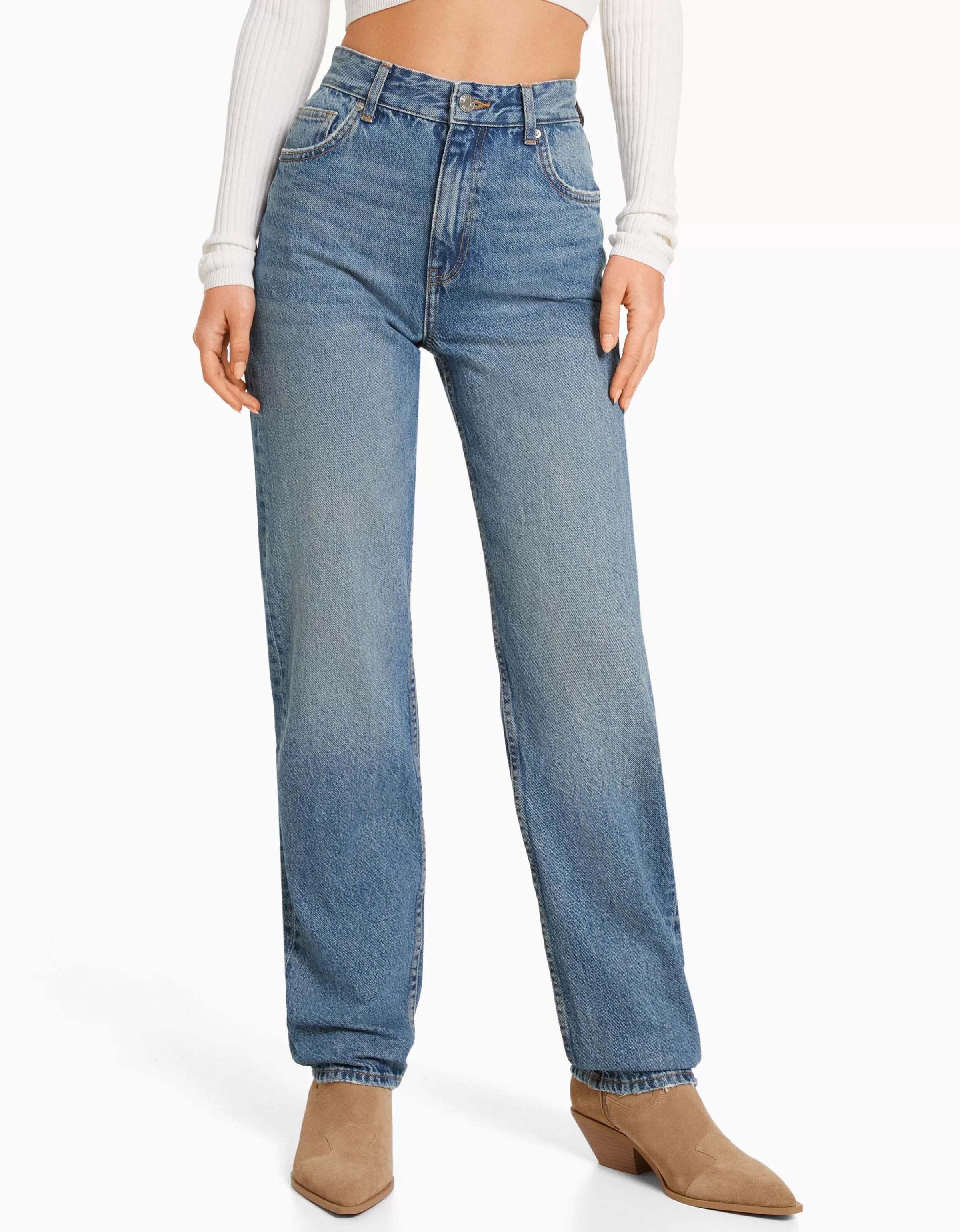 BERSHKA Vêtements*Jean straight Bleu clair