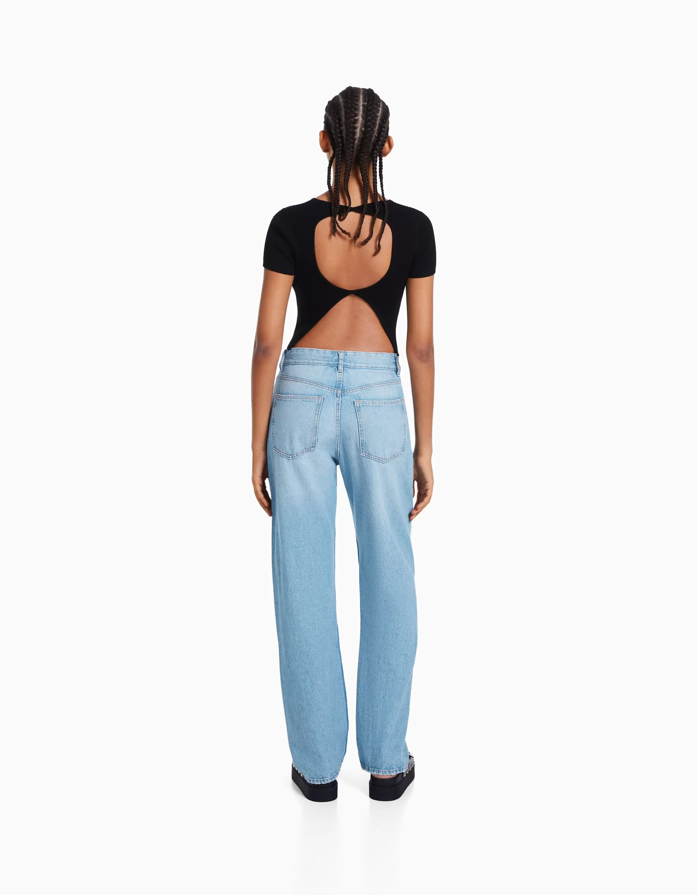 BERSHKA Jeans*Jean straight Bleu clair