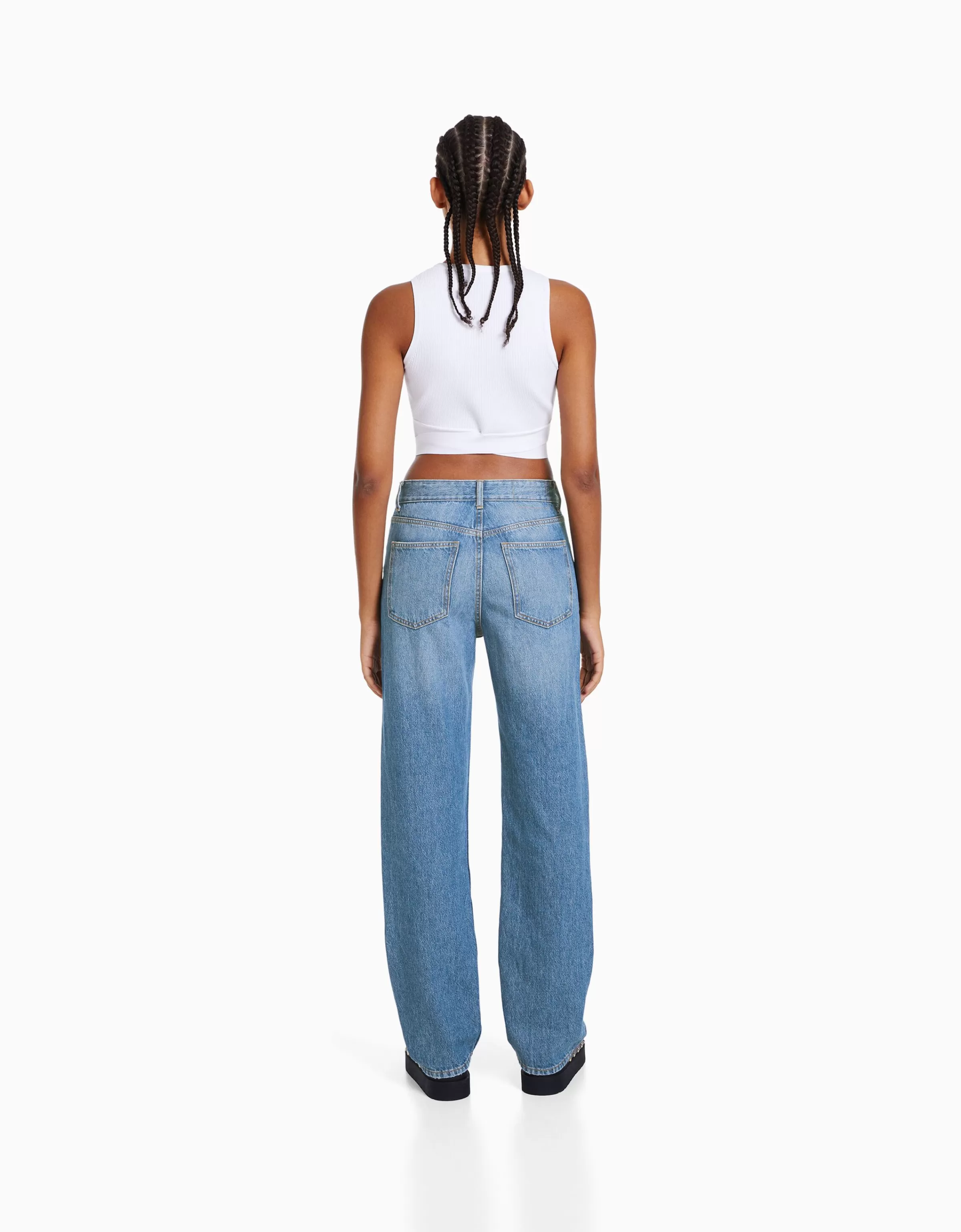 BERSHKA Jeans*Jean straight Bleu clair