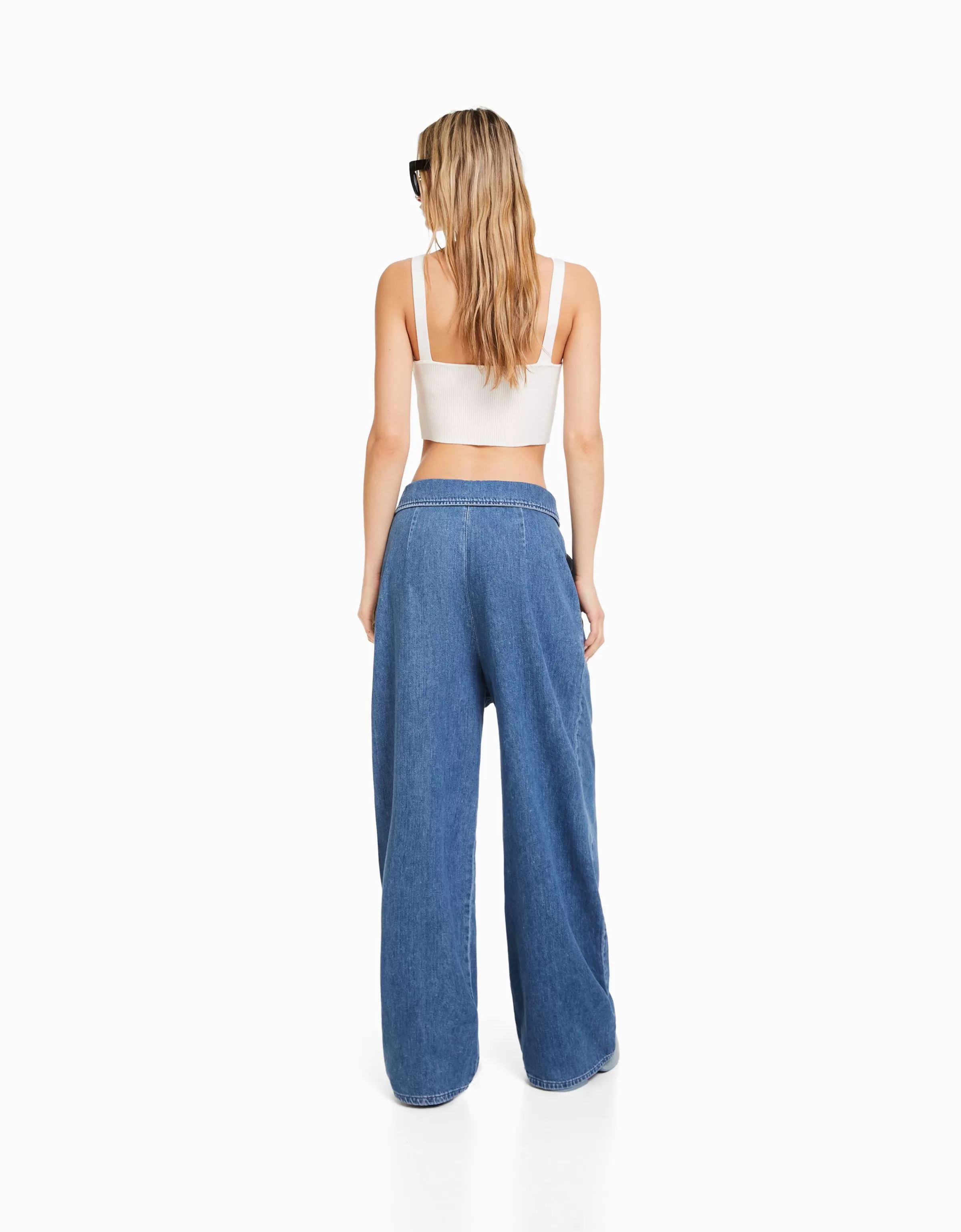 BERSHKA Jeans*Jean tailoring taille Bleu lavé