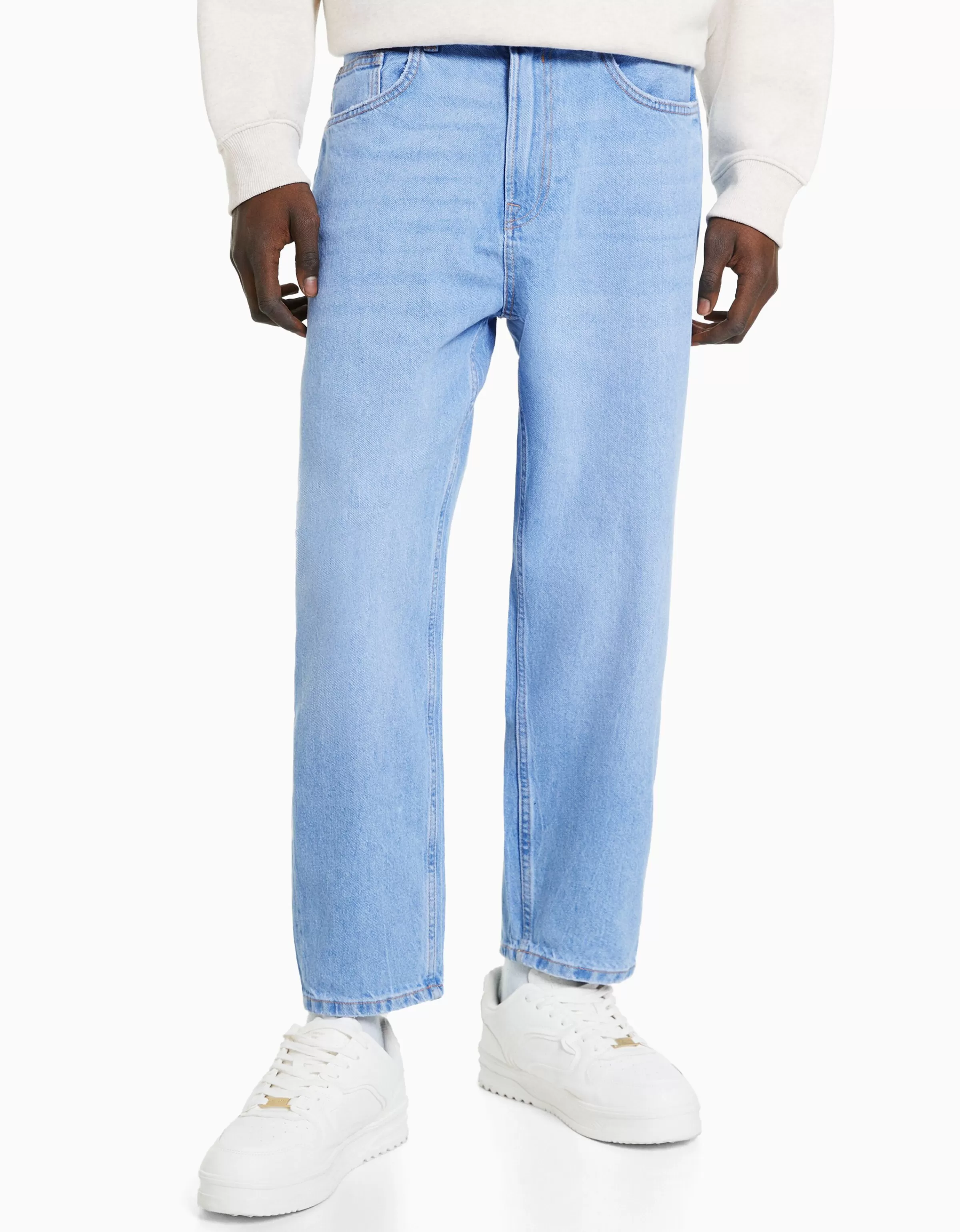 BERSHKA Vêtements*Jeans loose Bleu lavé