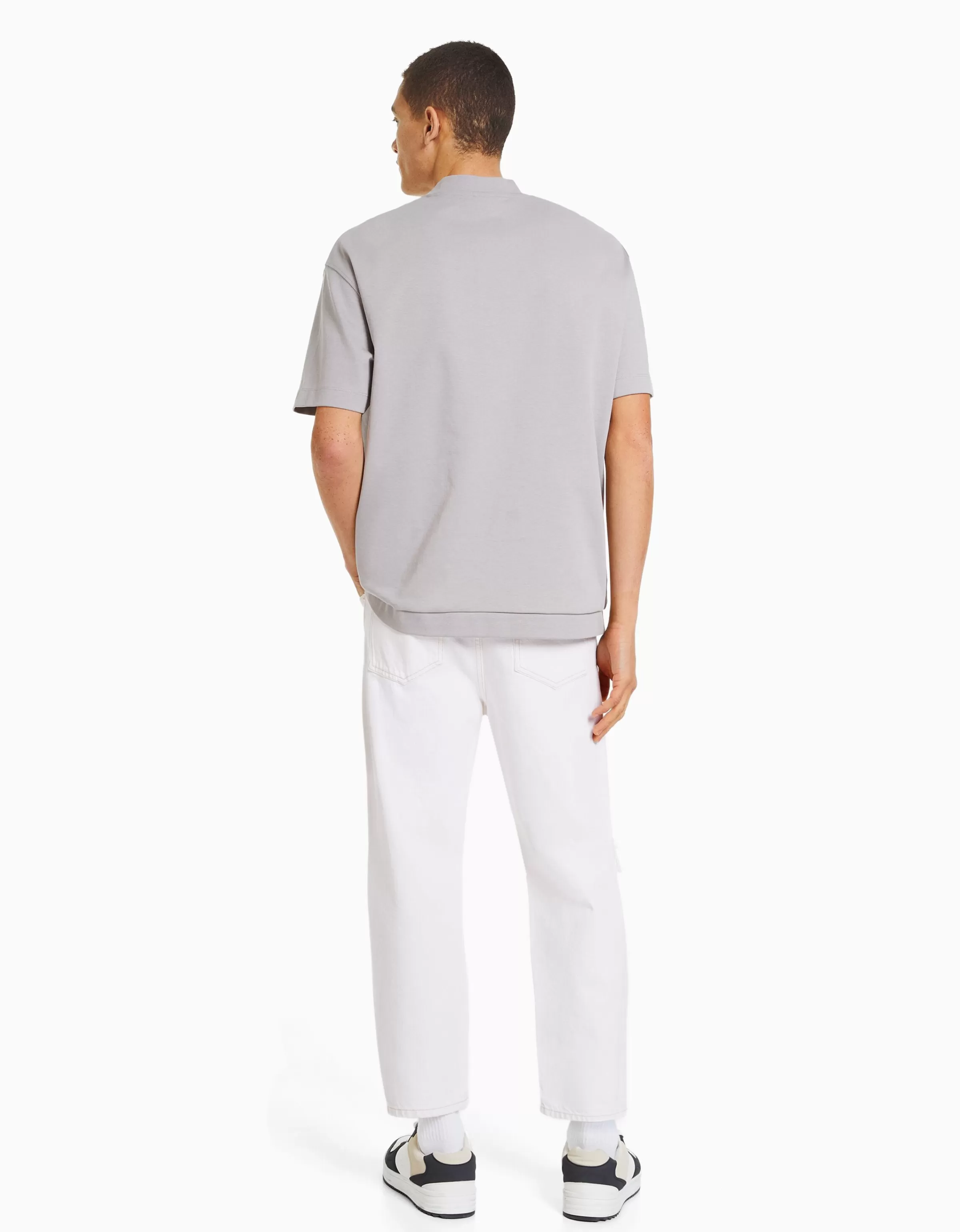 BERSHKA Jeans*Jeans loose déchirés Blanc