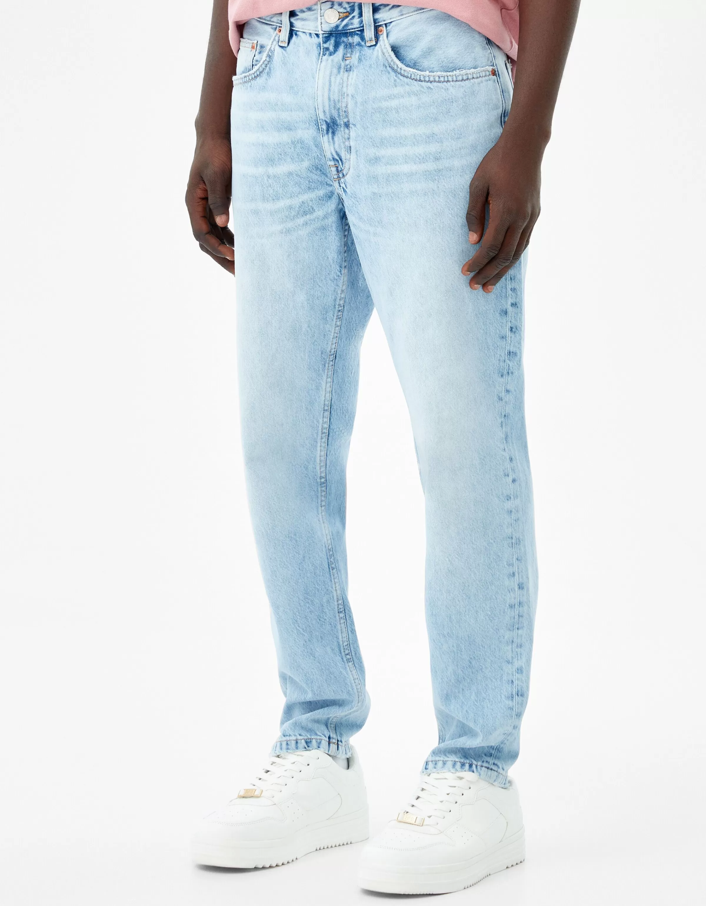 BERSHKA Jeans*Jeans straight vintage Bleu clair