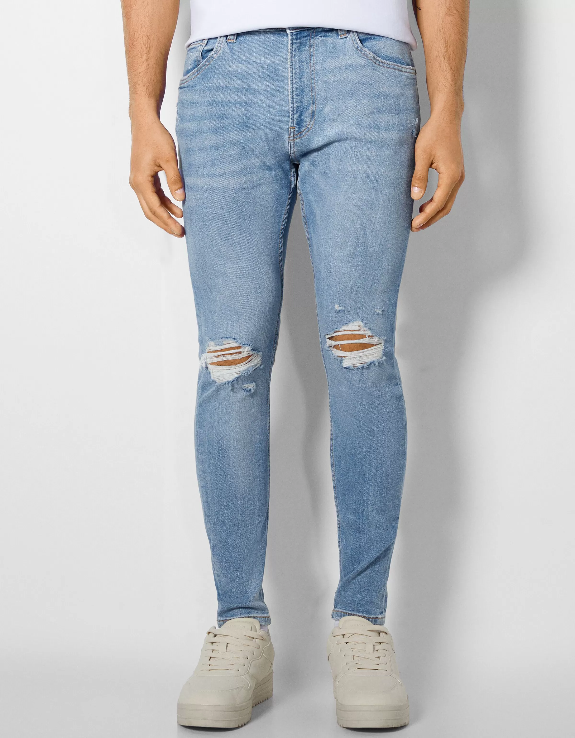 BERSHKA Jeans*Jeans super skinny déchirés Bleu