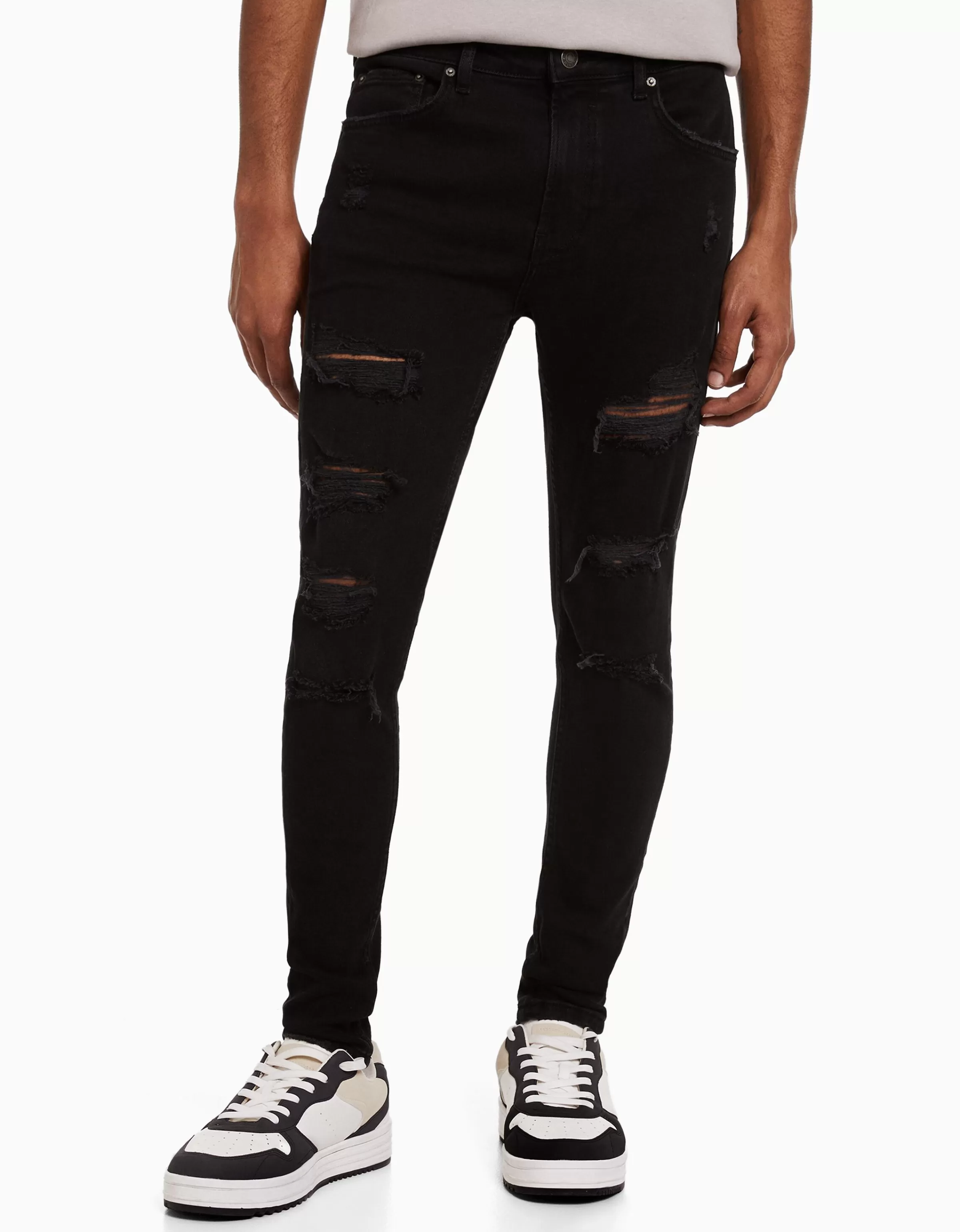 BERSHKA Jeans*Jeans super skinny déchirés Bleu