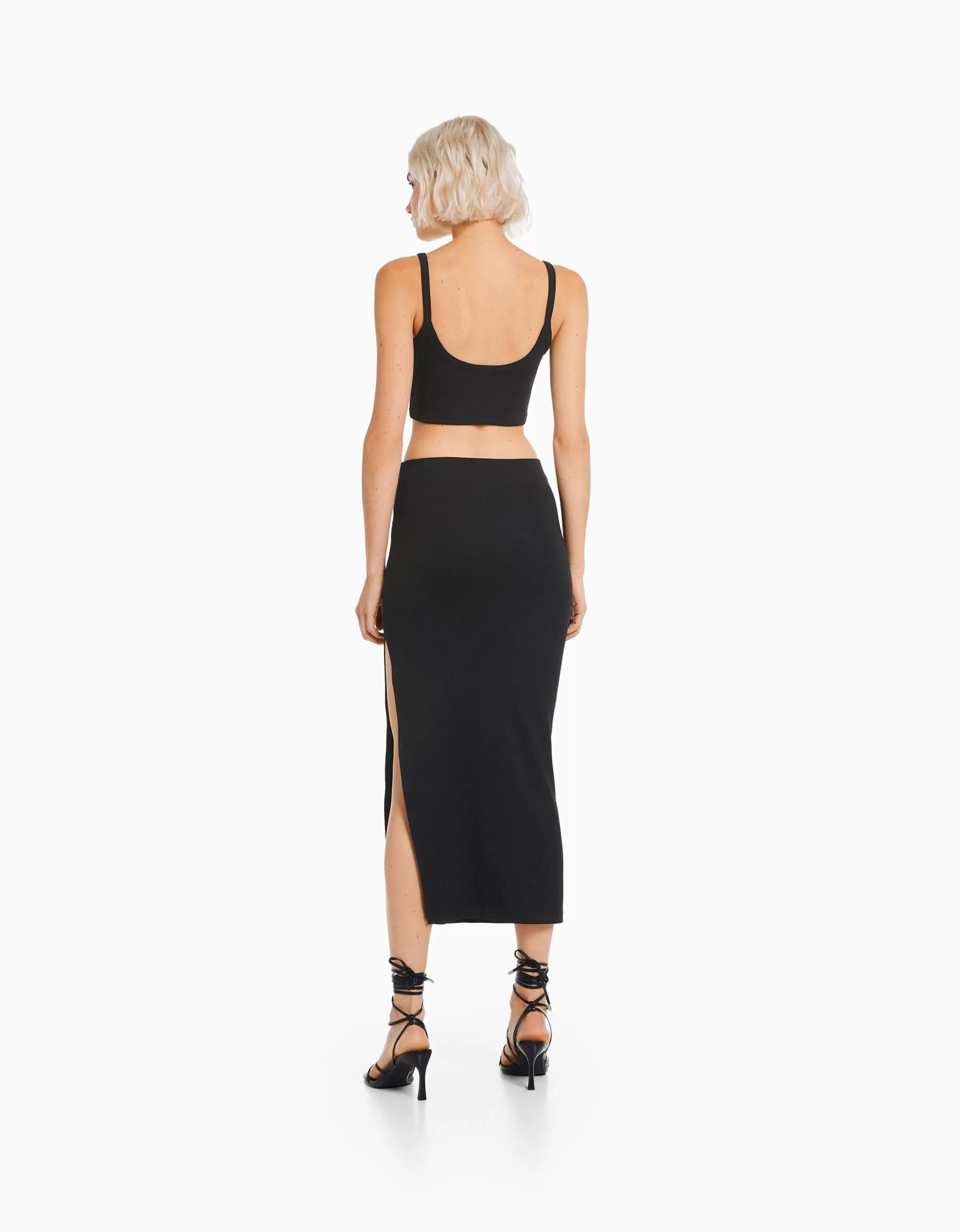 BERSHKA Vêtements*Jupe longue coton Noir