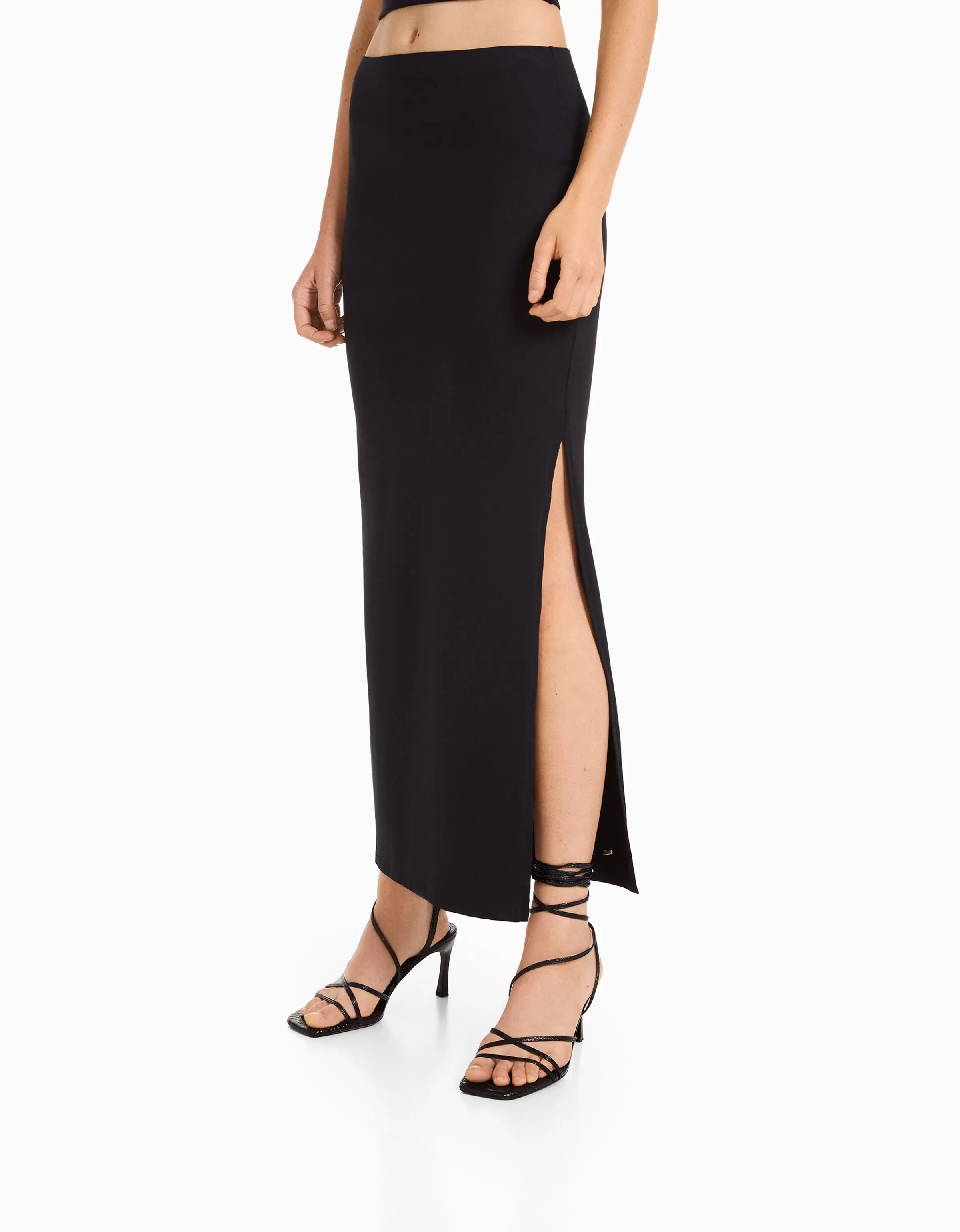 BERSHKA Vêtements*Jupe midi Noir