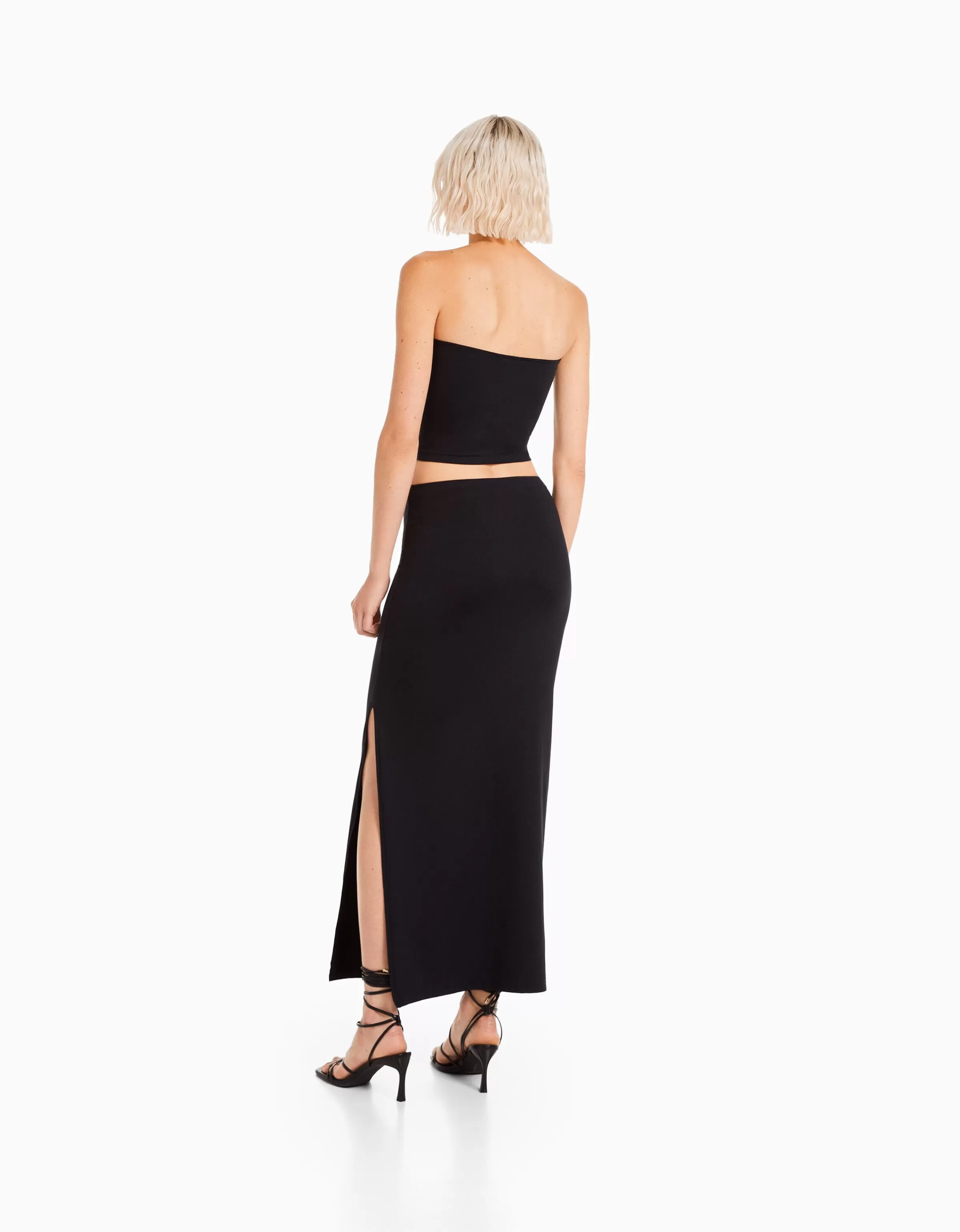 BERSHKA Vêtements*Jupe midi Noir