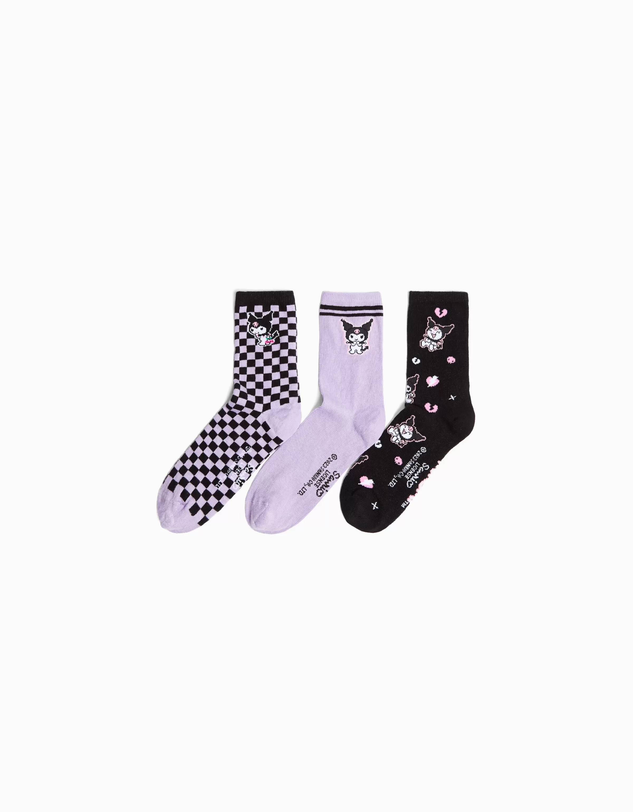 BERSHKA Cartoons*Lot 3 chaussettes Kuromi Noir