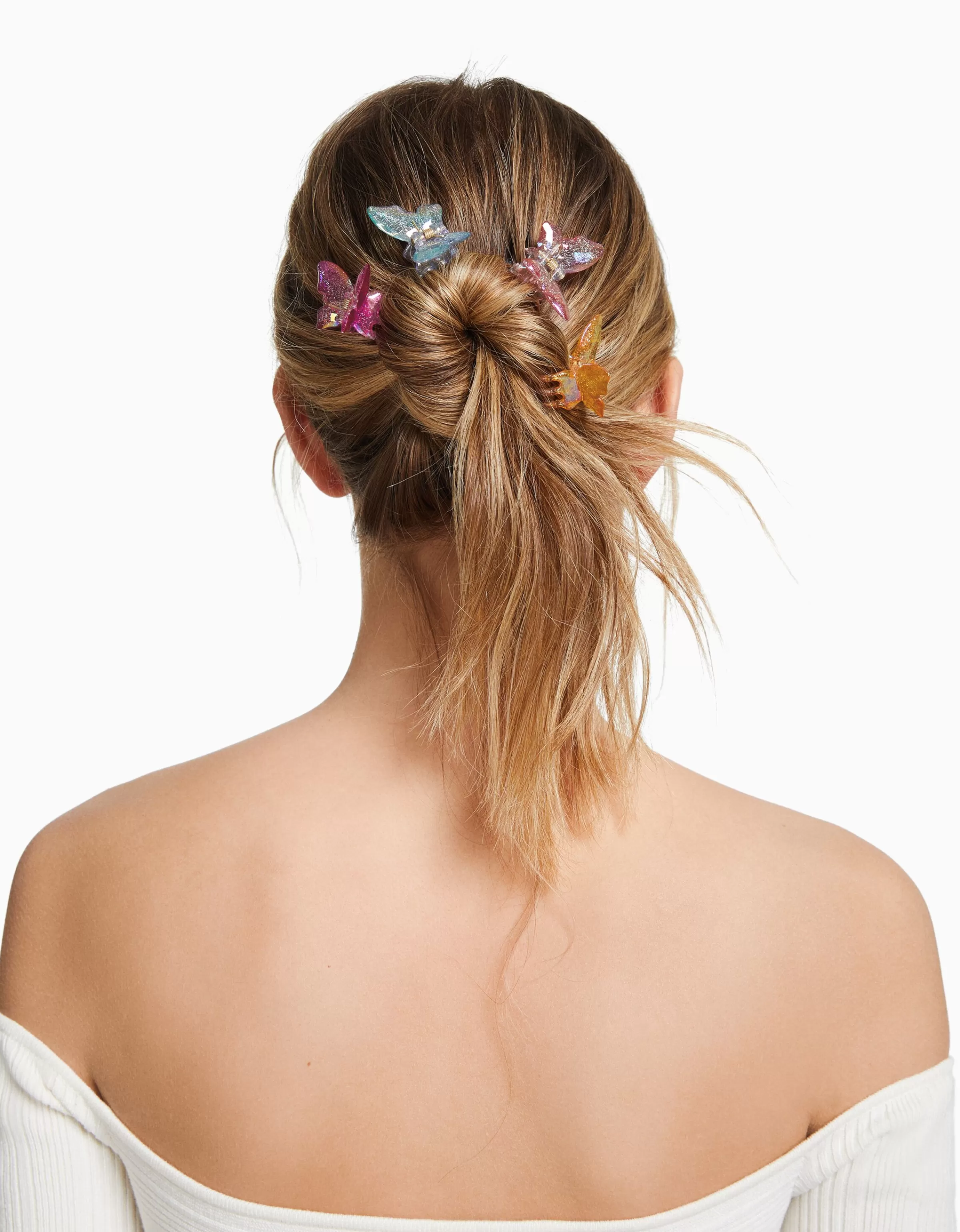 BERSHKA Accessoires cheveux*Lot 4 barrettes cheveux papillons colorées Violet