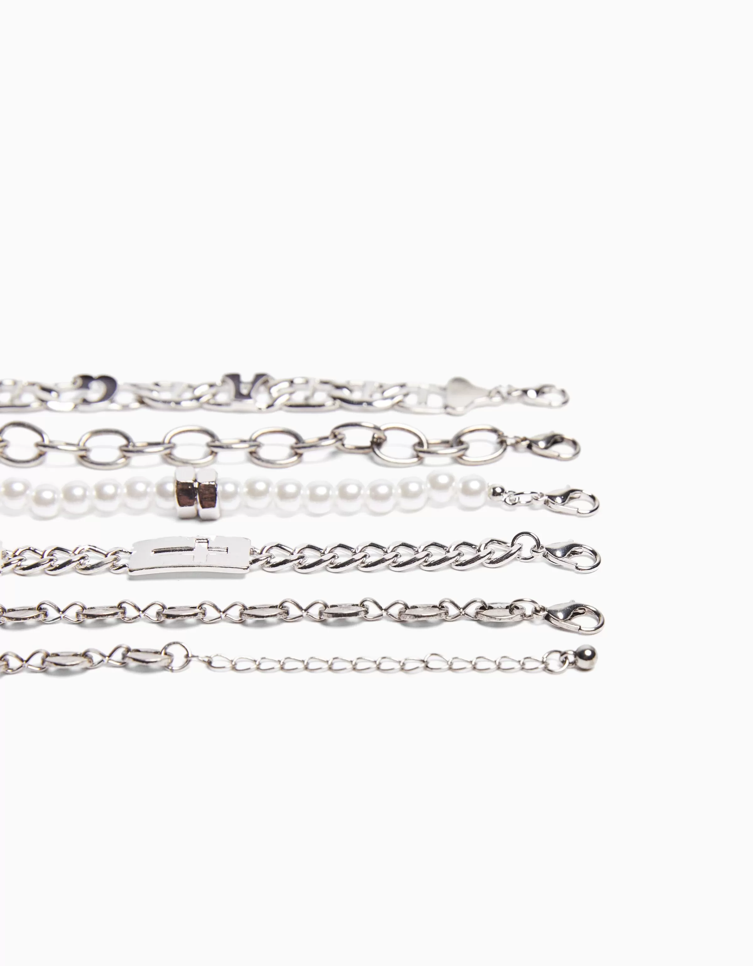 BERSHKA Tout voir*Lot 5 bracelets perles Blanc