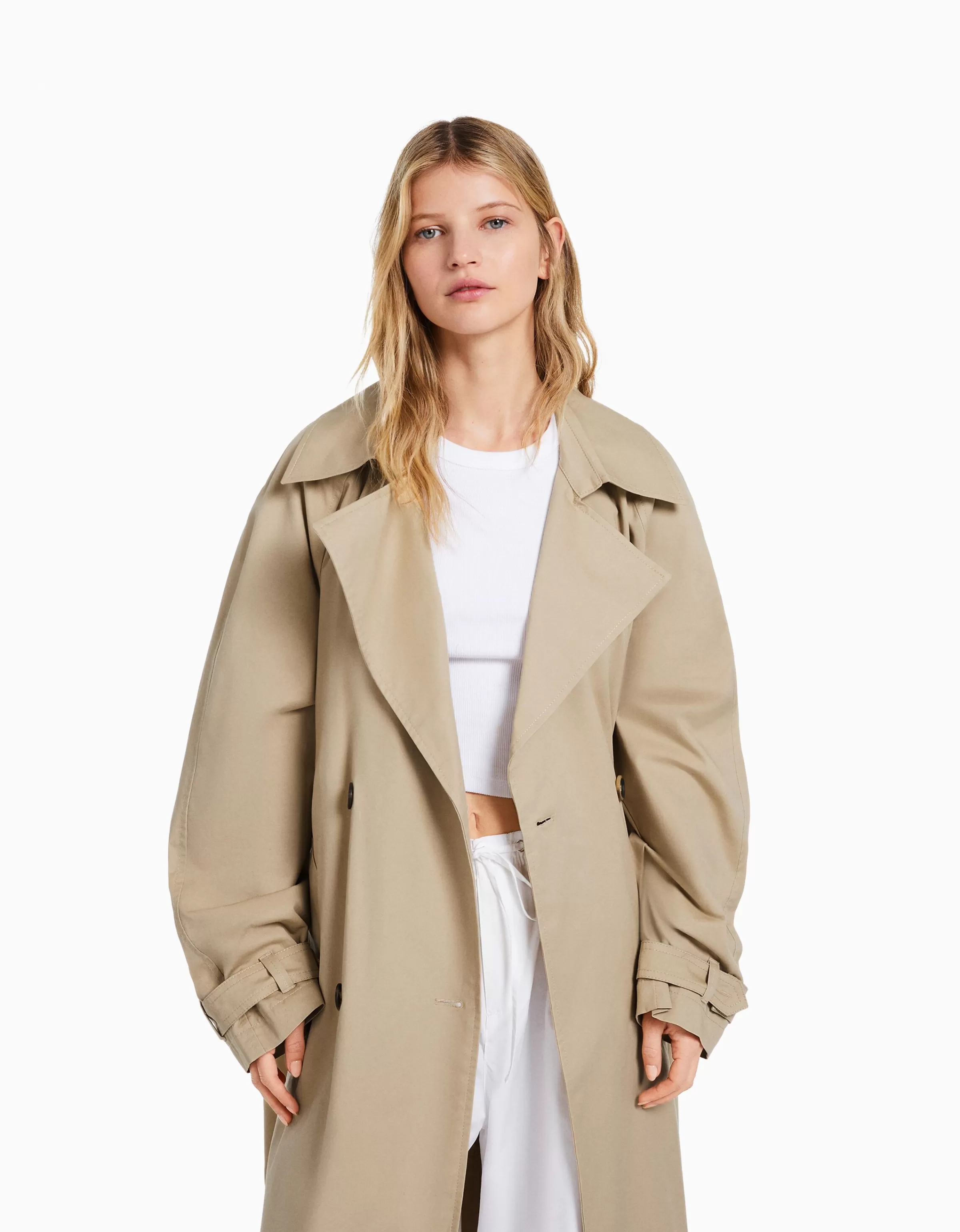 BERSHKA Best sellers*Manteau trench coton Camel