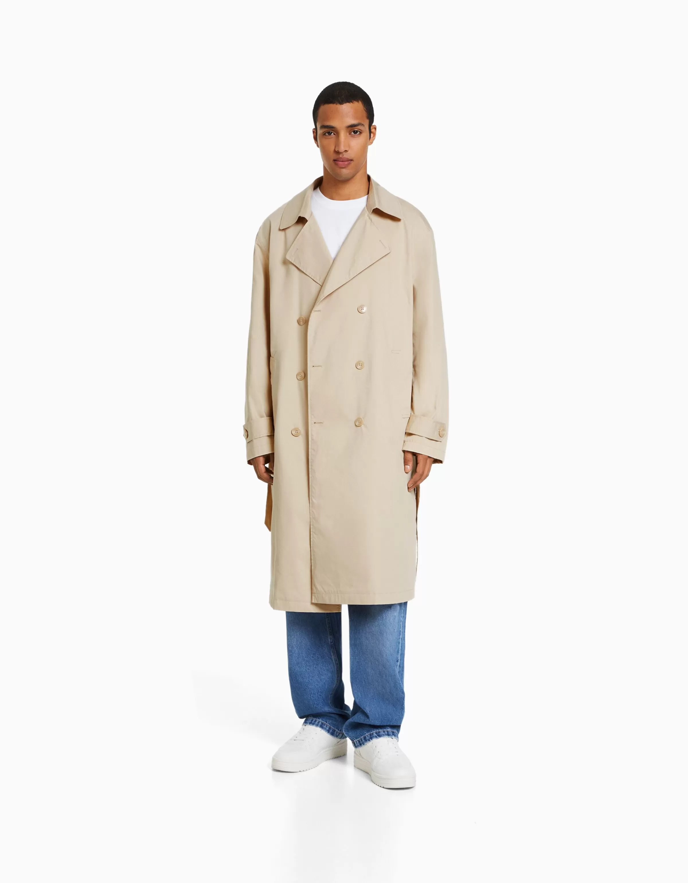 BERSHKA Blousons et manteaux*Manteau trench coton Sable