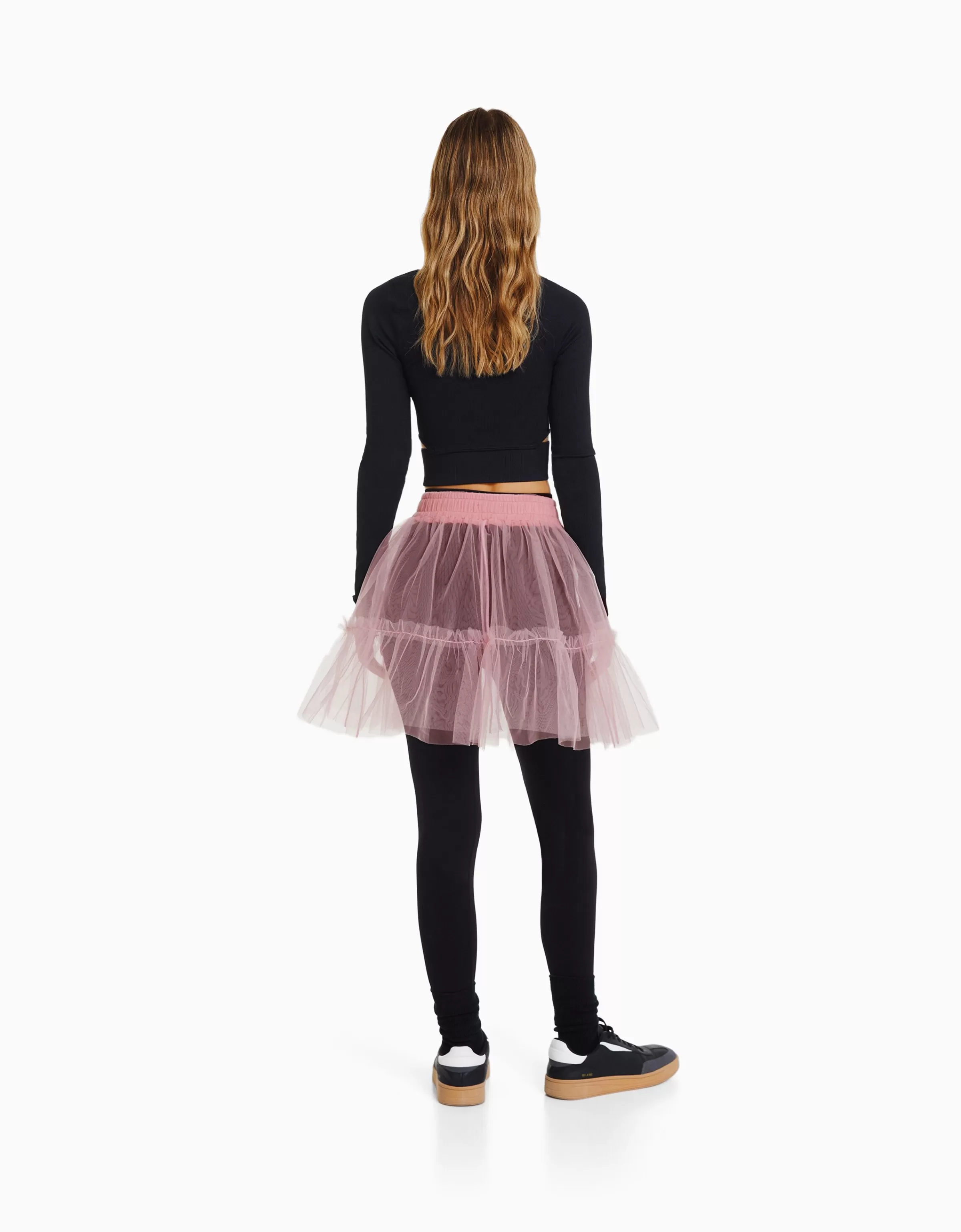 BERSHKA Jupes*Mini-jupe ballerine tulle Rose