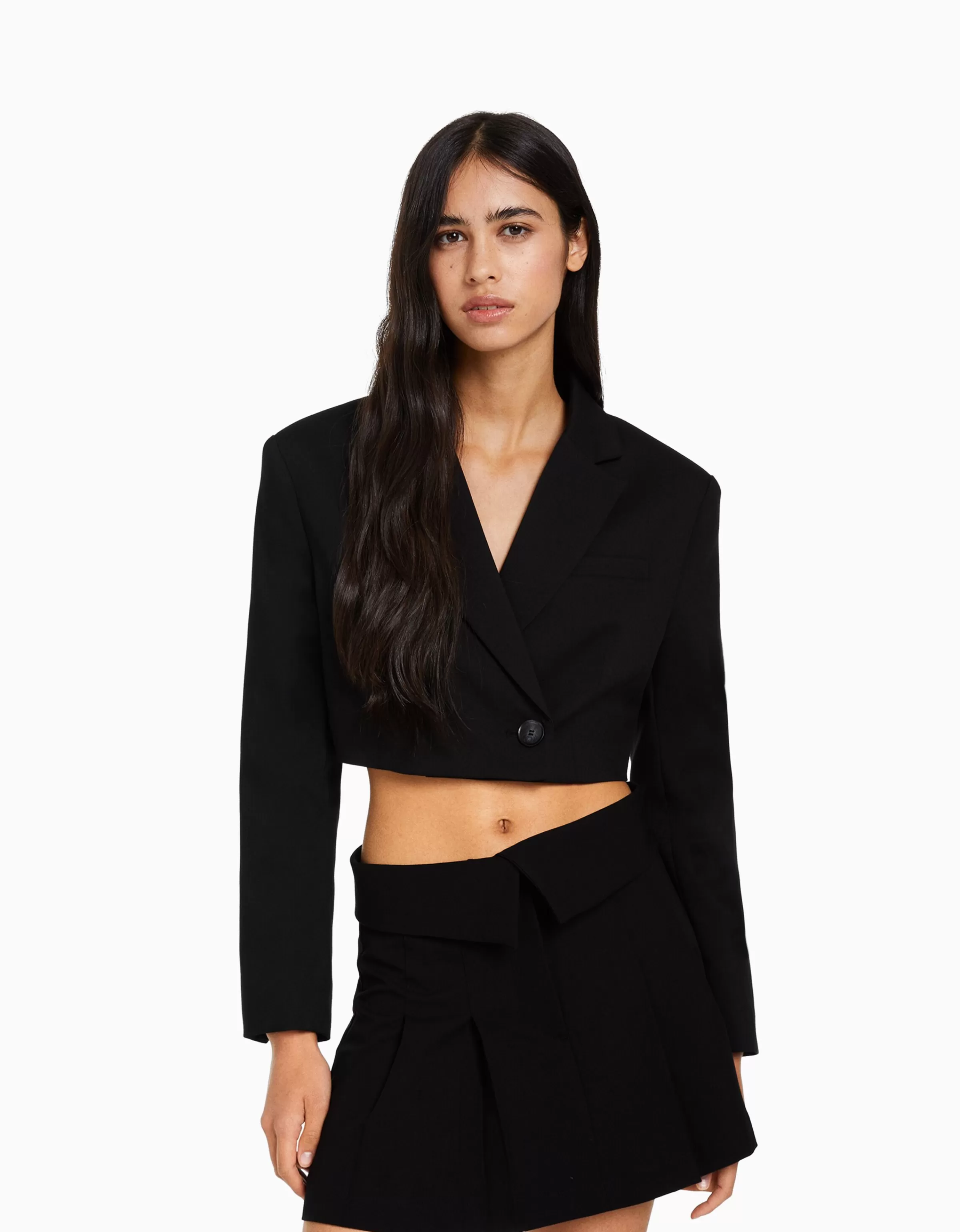 BERSHKA Vêtements*Mini-jupe tailoring plissée Noir