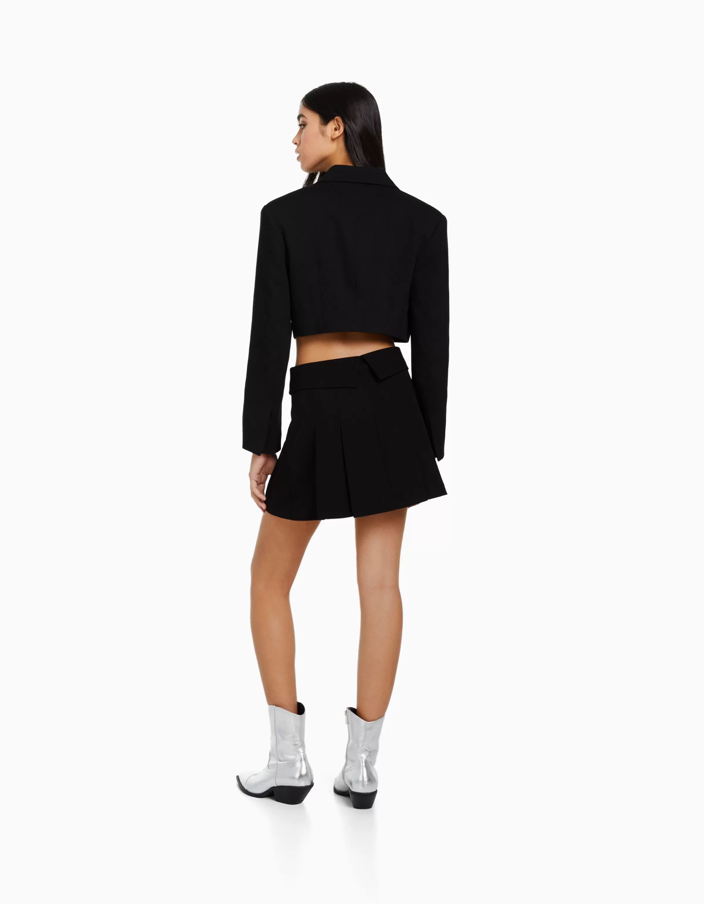 BERSHKA Vêtements*Mini-jupe tailoring plissée Noir