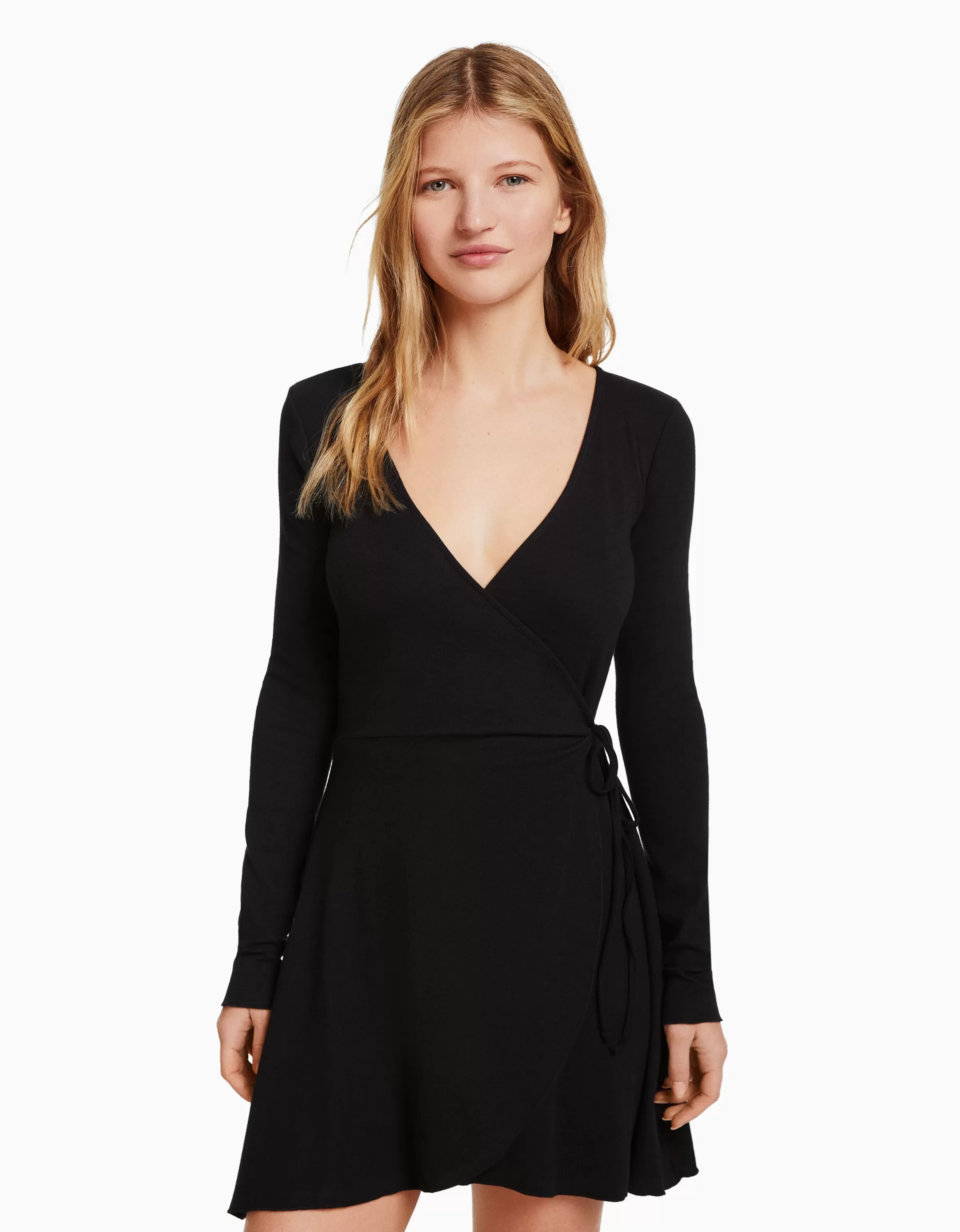 BERSHKA Vêtements*Minirobe manches longues Noir