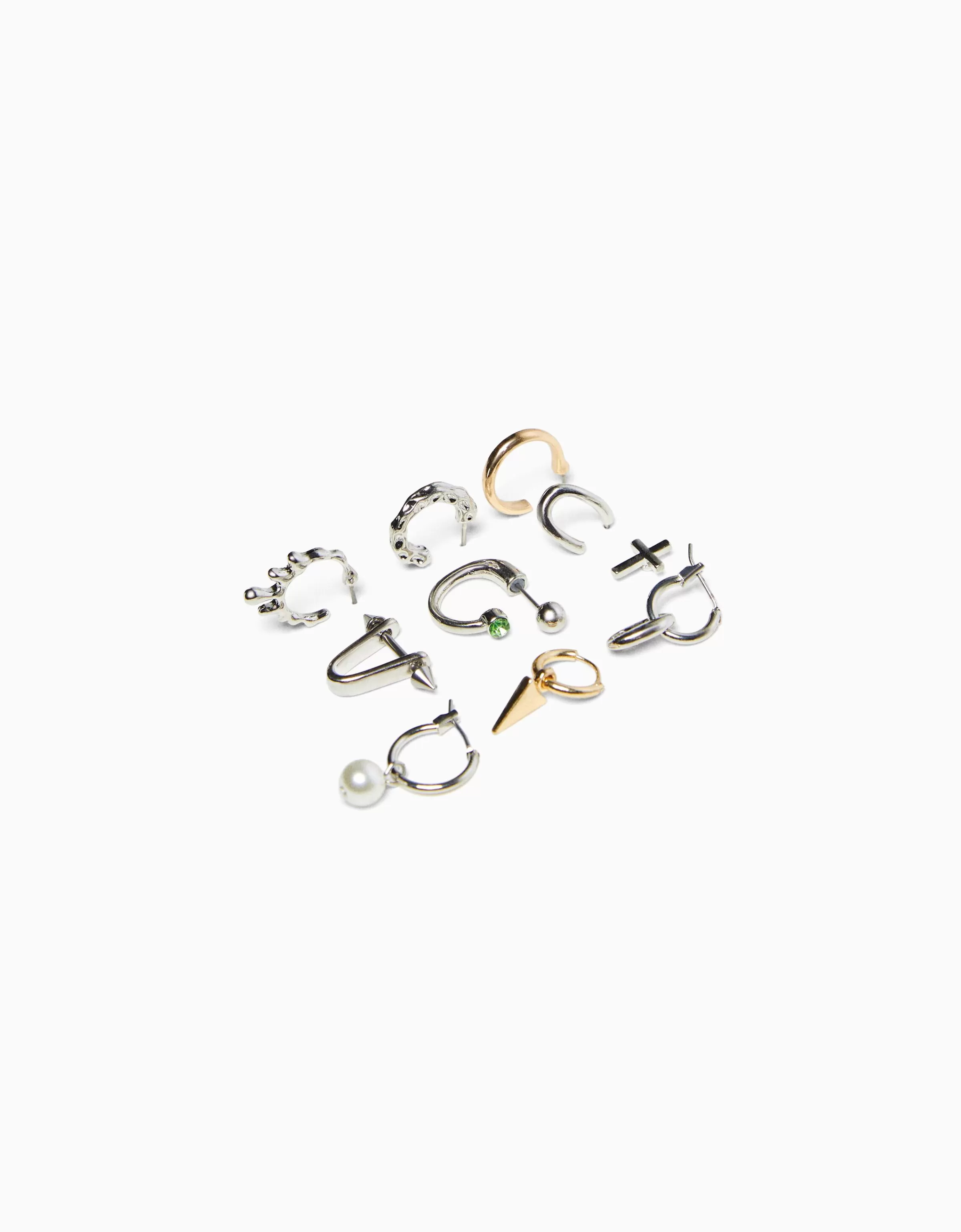 BERSHKA Tout voir*Pack 10 boucles d’oreilles anneau Argent