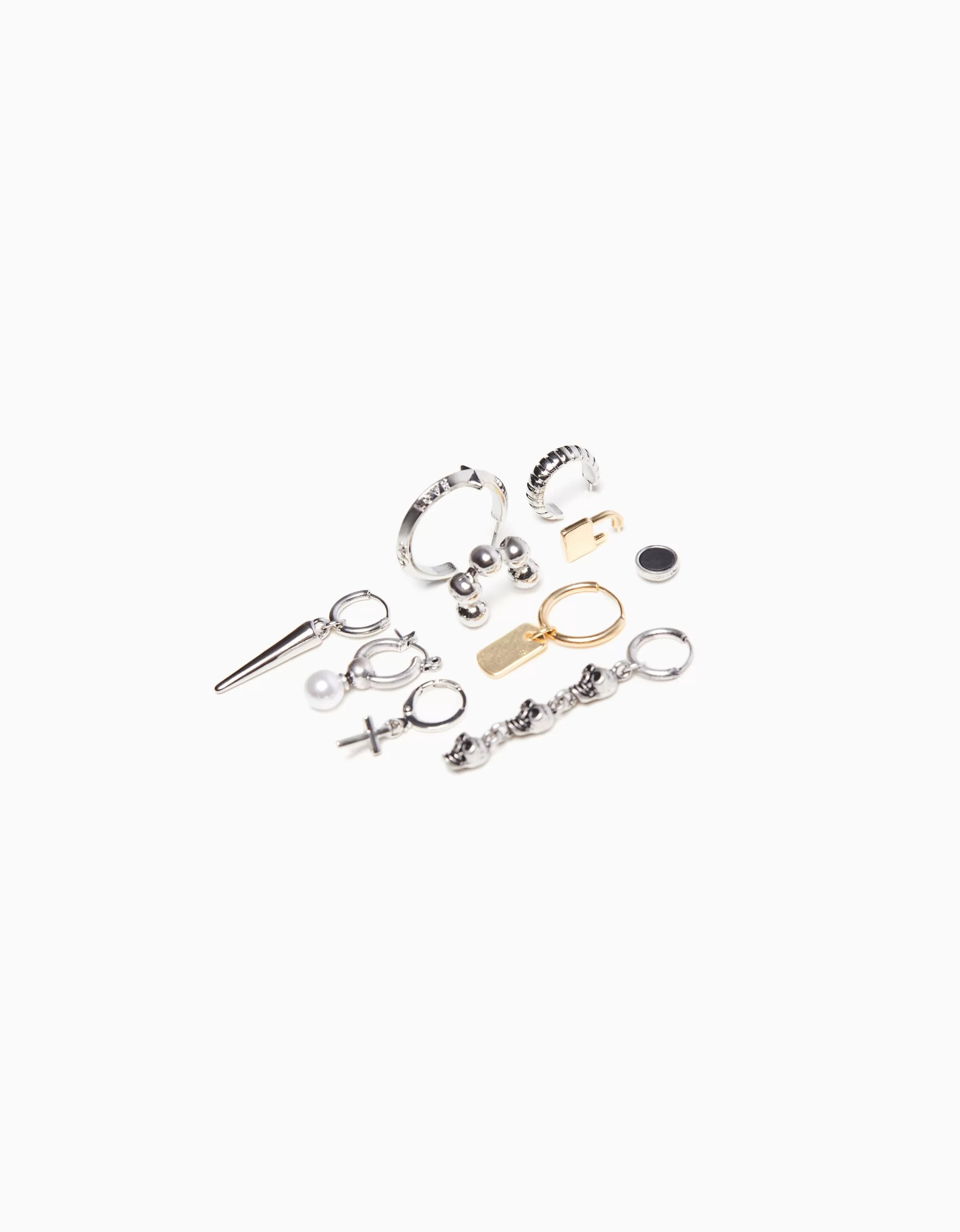 BERSHKA Tout voir*Pack 10 boucles d’oreilles croix Argent