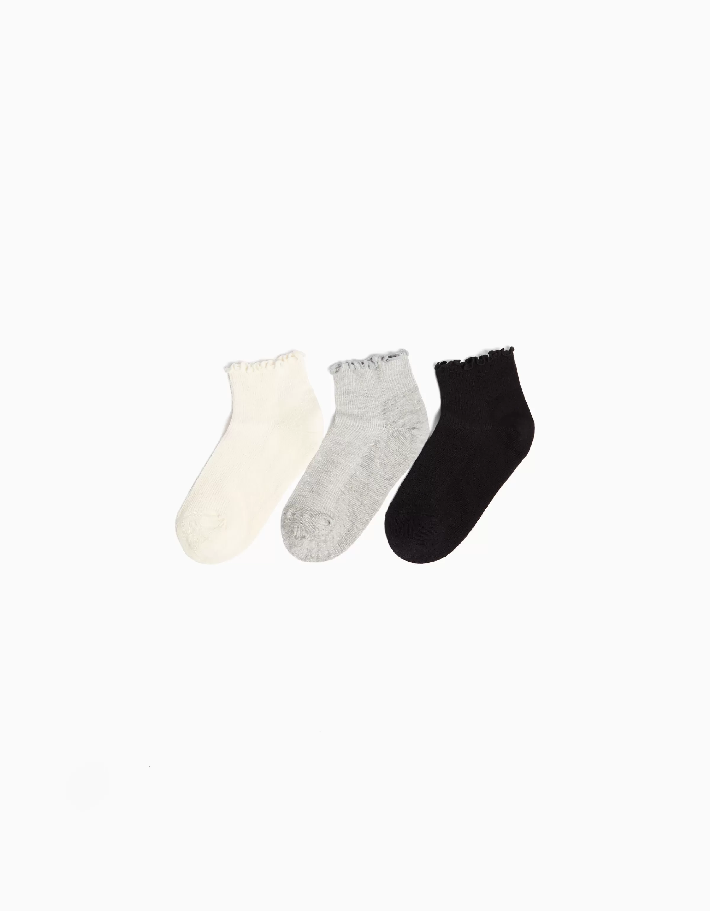 BERSHKA Chaussettes*Pack 3 paires de socquettes Noir