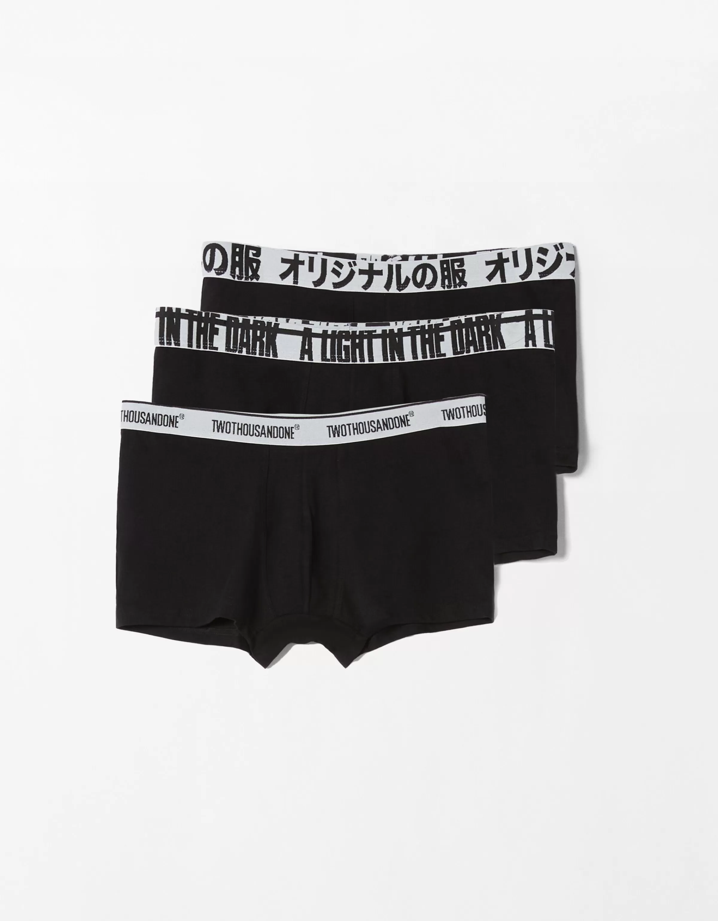 BERSHKA Underwear*Pack 3 boxers lettering Noir