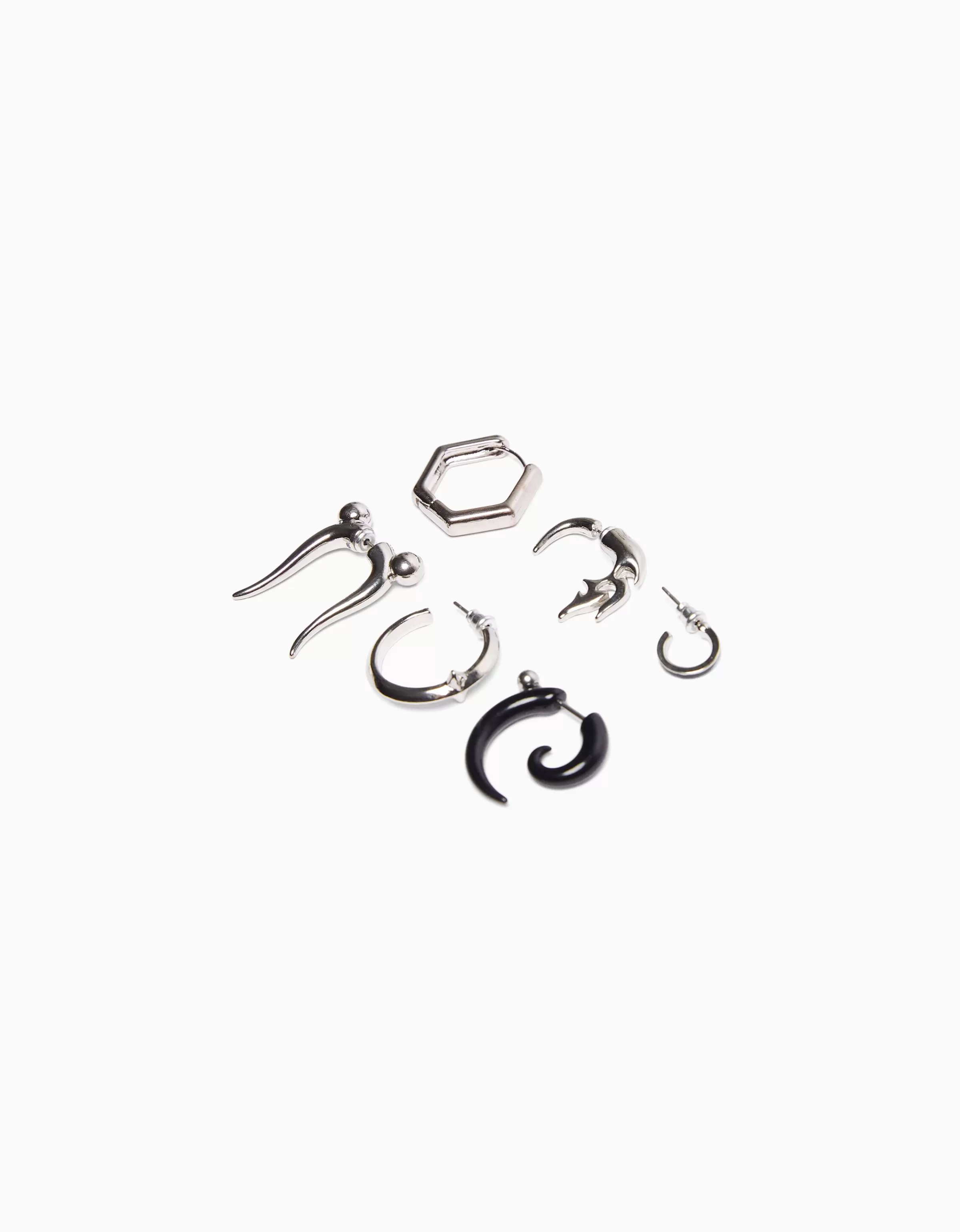 BERSHKA Tout voir*Pack 6 bijoux d’oreilles Argent