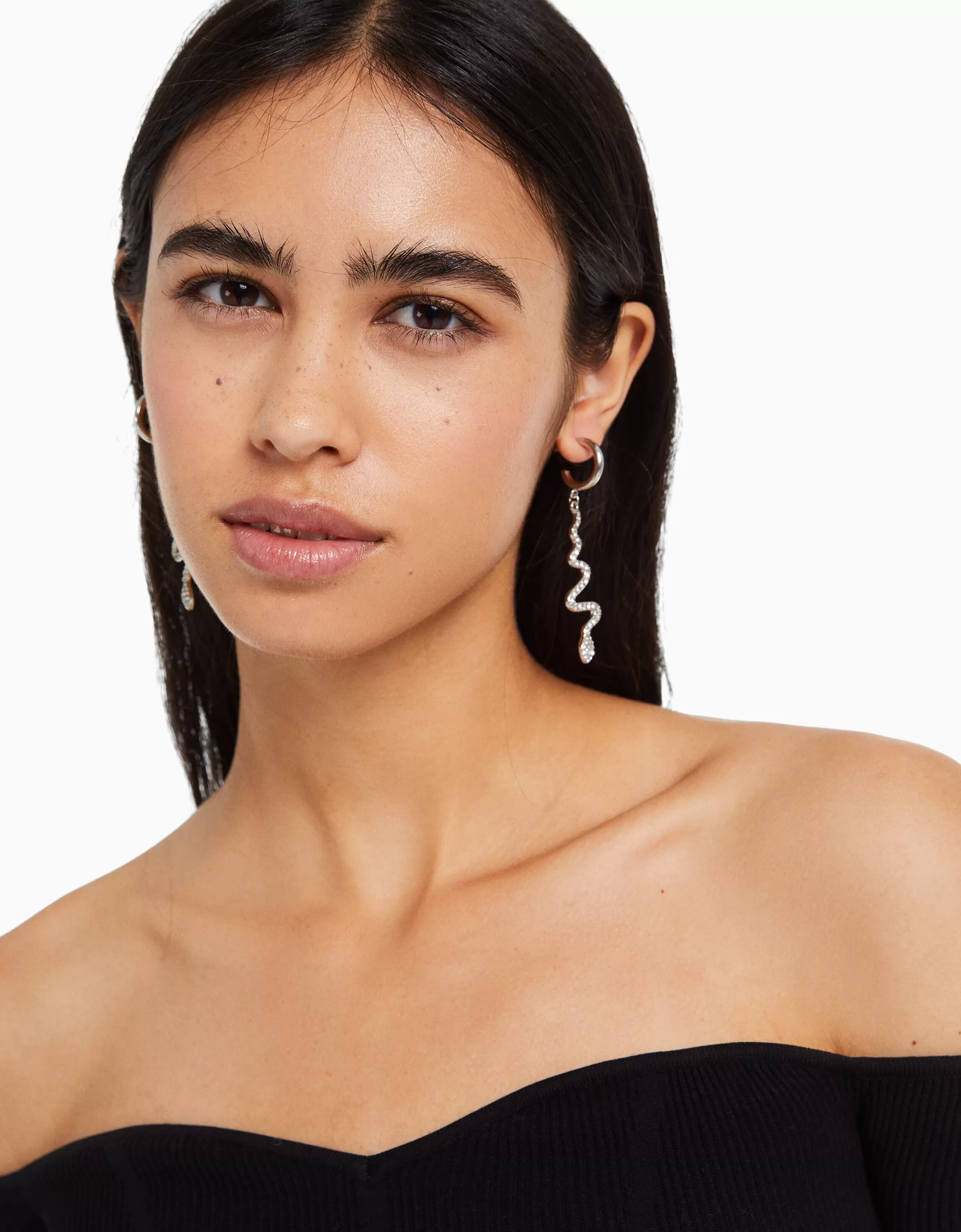 BERSHKA Tout voir*Pack 6 boucles d’oreilles anneaux cascade croix Argent