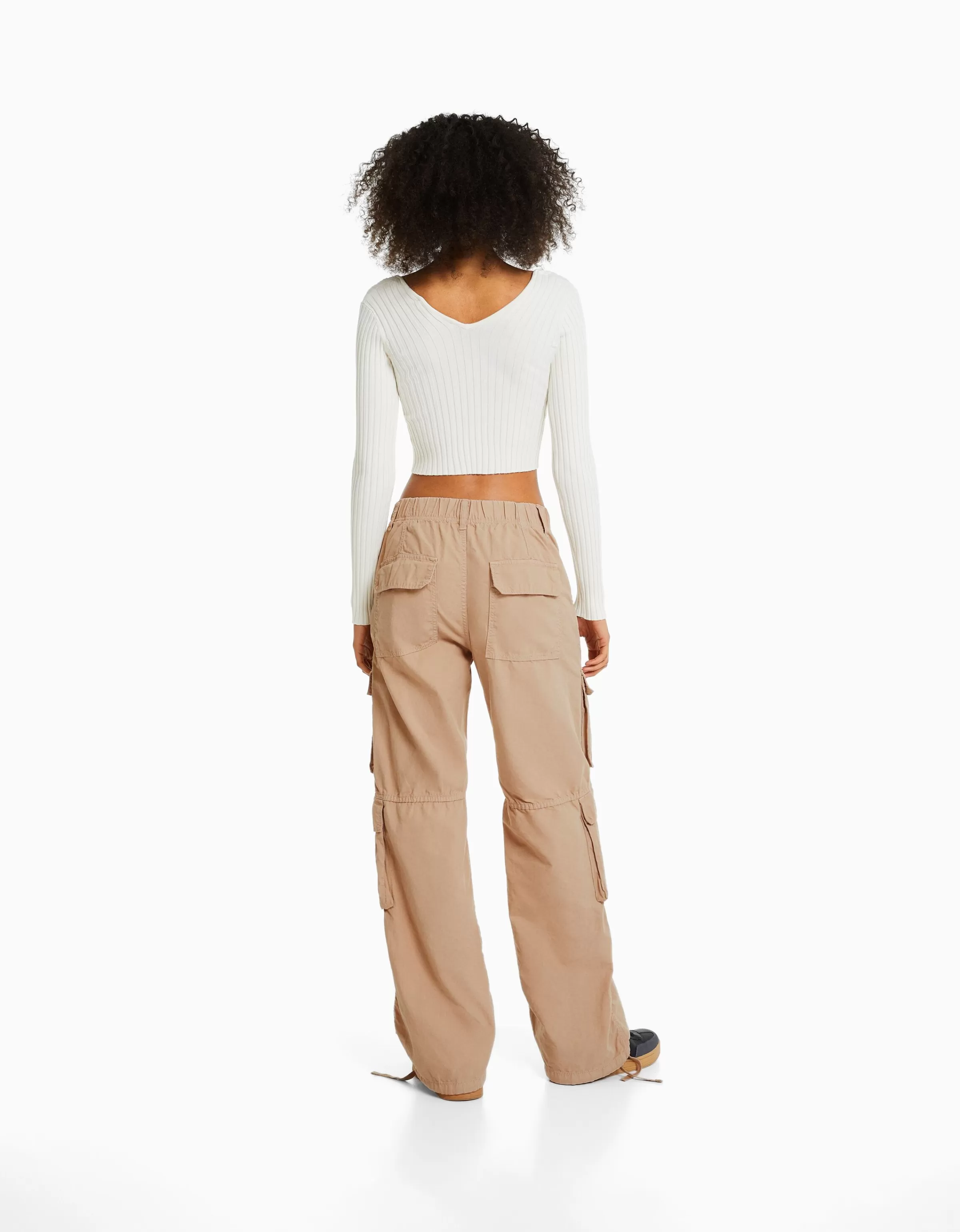 BERSHKA Vêtements*Pantalon cargo cordon Camel