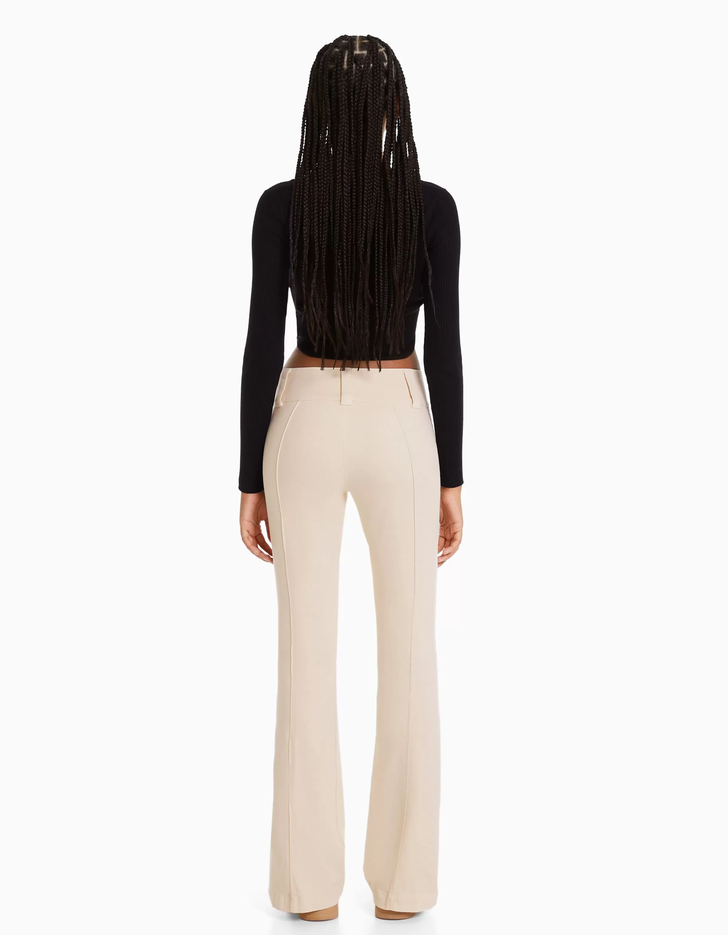 BERSHKA Pantalons*Pantalon flare sergé Noir