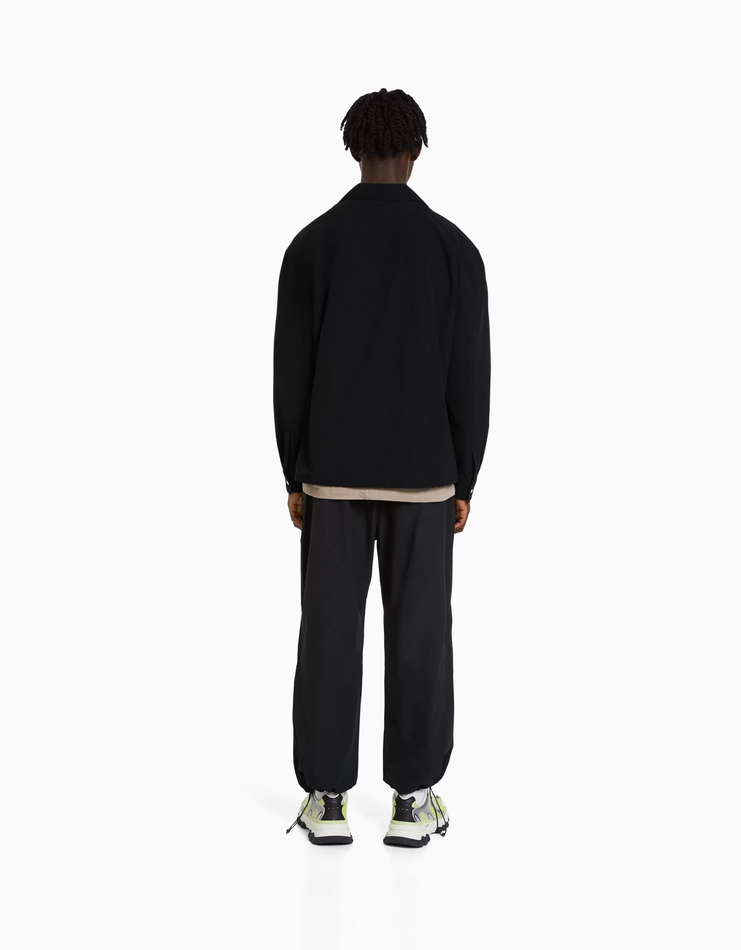 BERSHKA Pantalons*Pantalon jogger parachute technique Noir