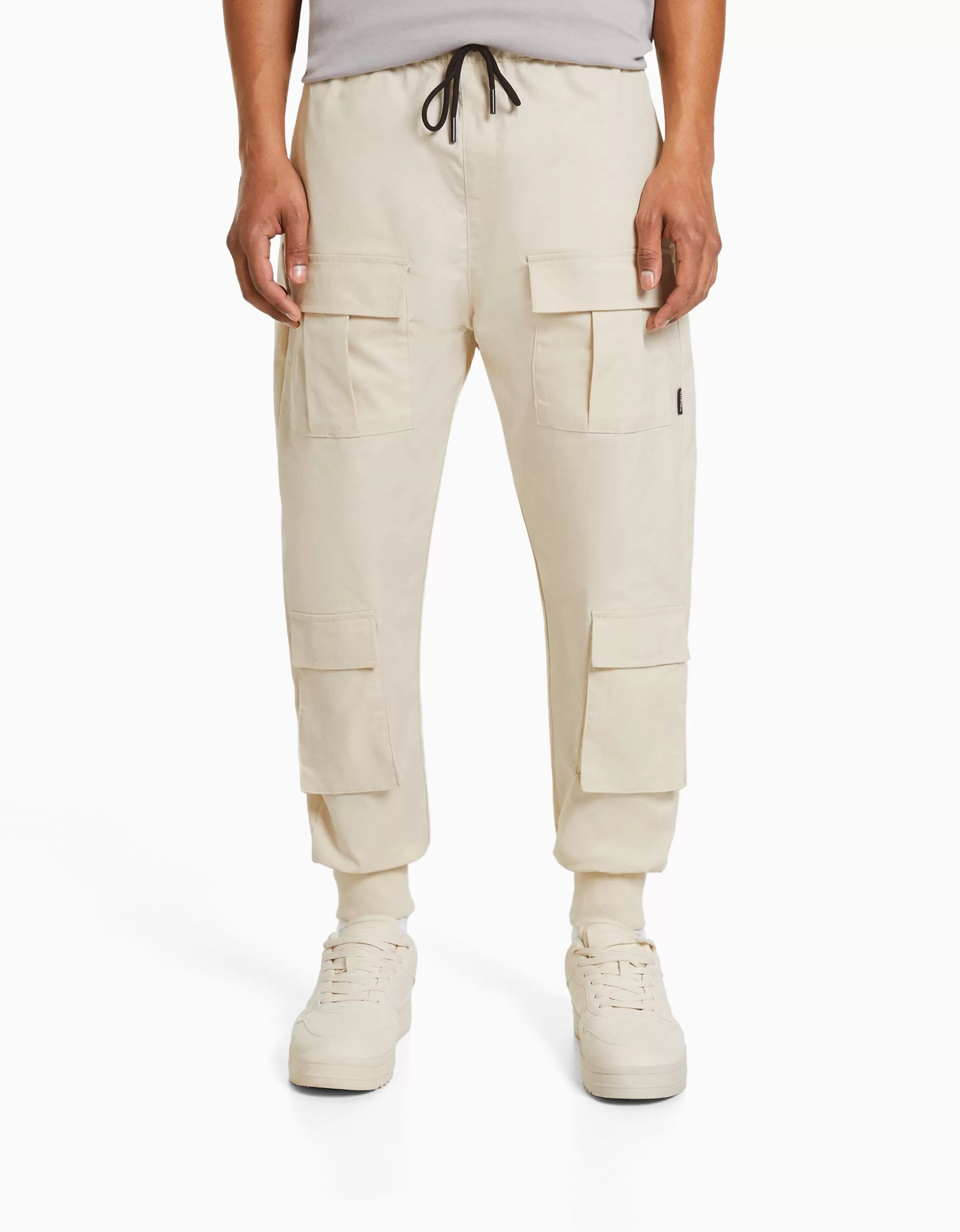 BERSHKA Pantalons*Pantalon jogger technique multifonction Sable