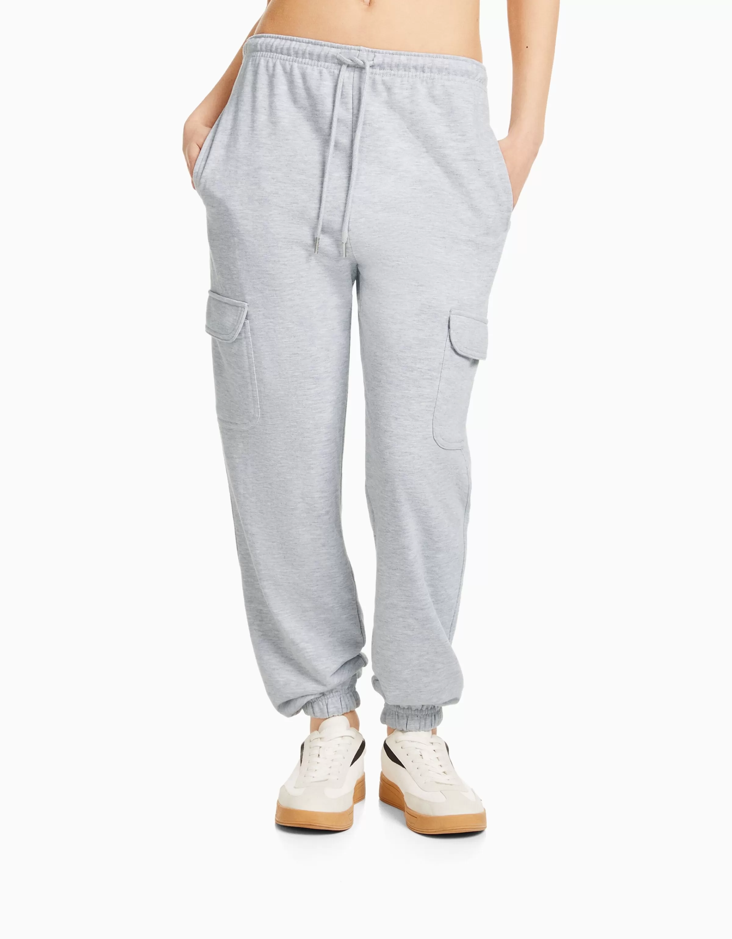 BERSHKA Pantalons*Pantalon molleton poches Gris