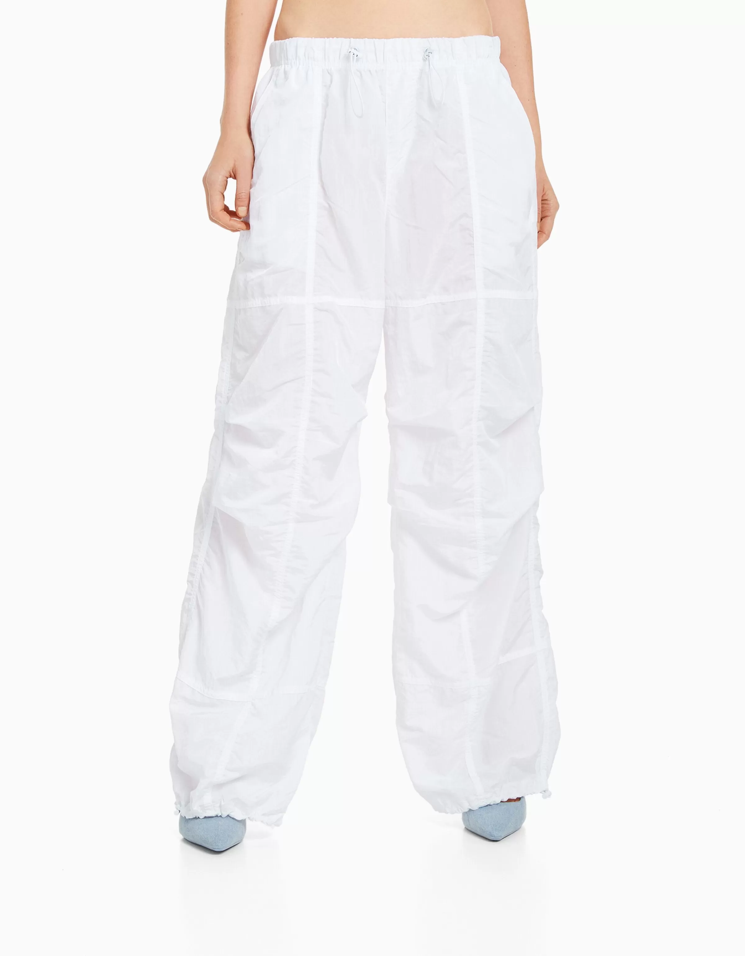 BERSHKA Pantalons*Pantalon parachute nylon Kaki