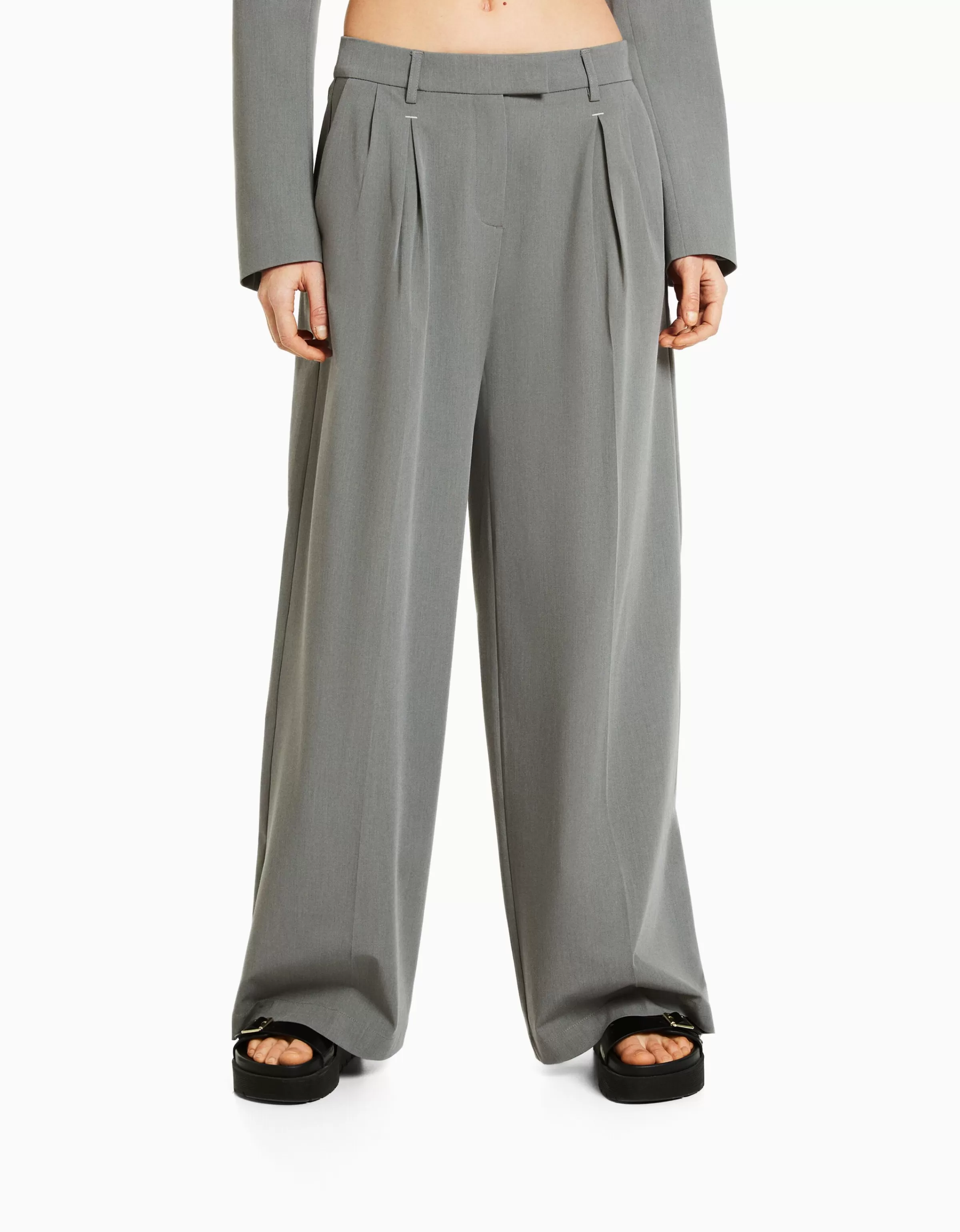 BERSHKA Pantalons*Pantalon tailoring Gris