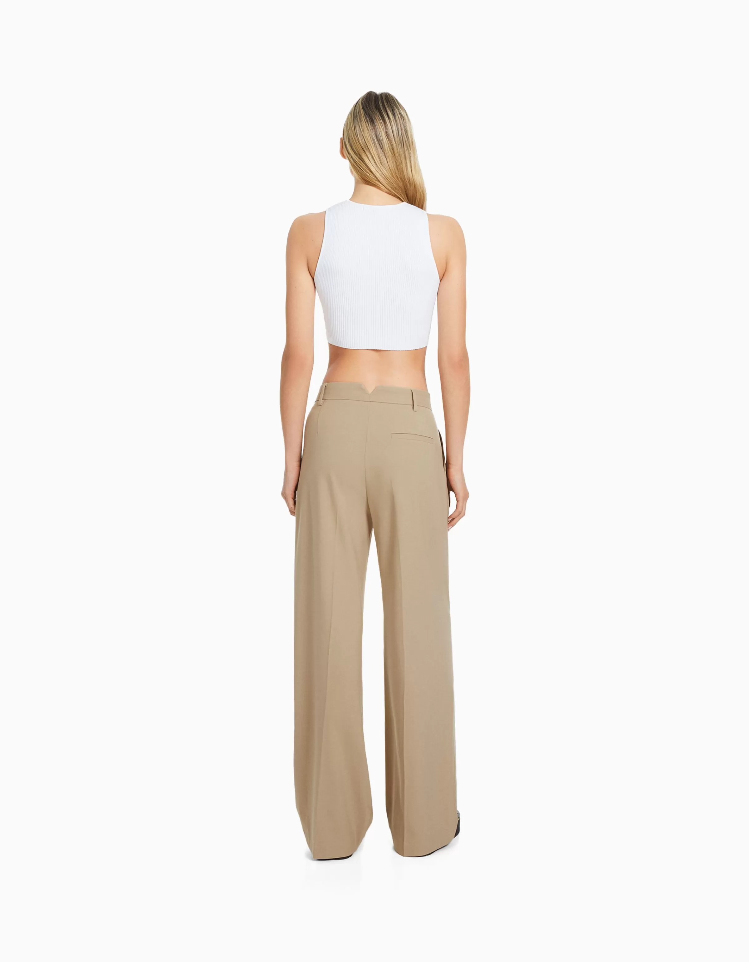 BERSHKA Pantalons*Pantalon tailoring dad fit Camel