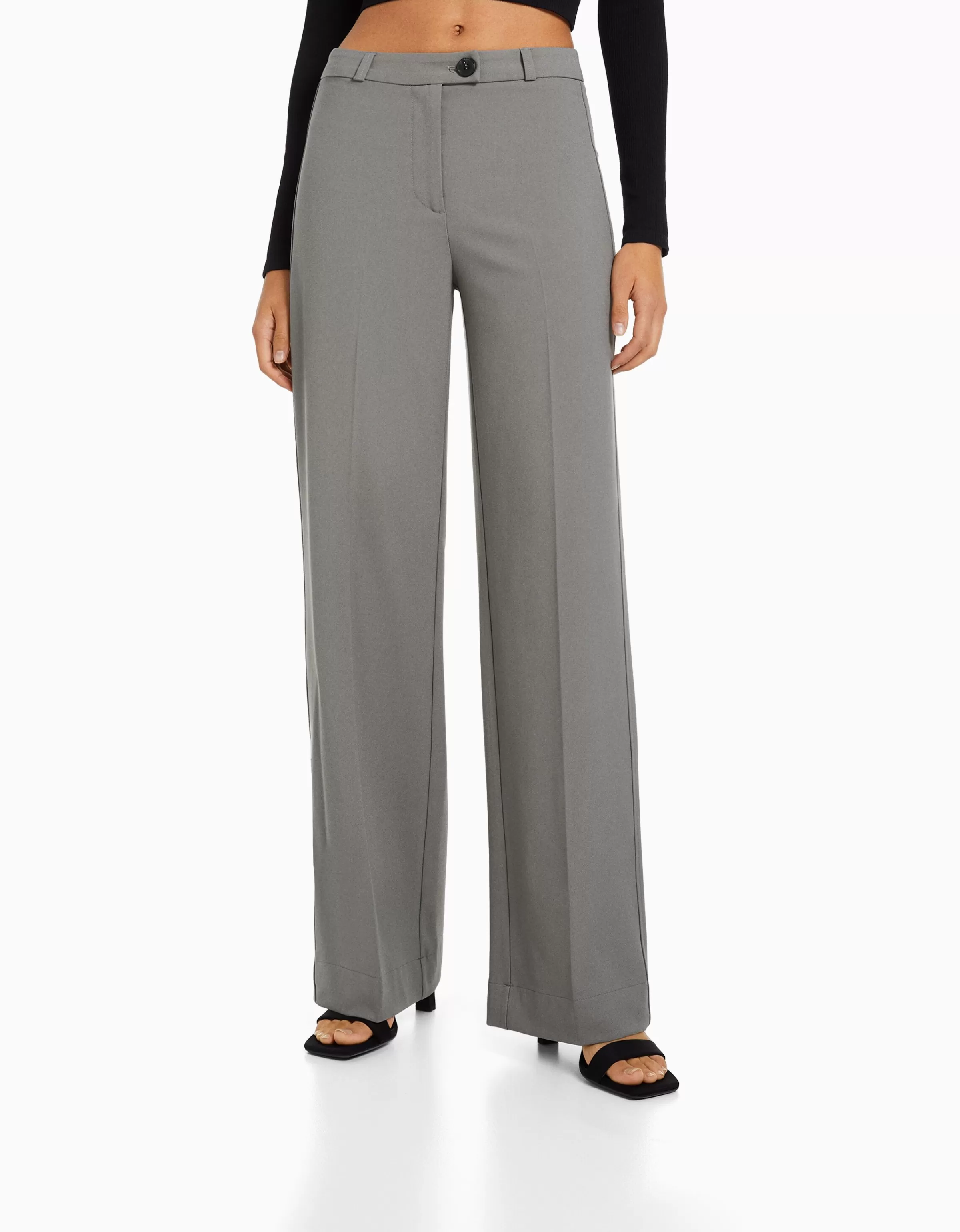 BERSHKA Pantalons*Pantalon tailoring wide leg passants Marine