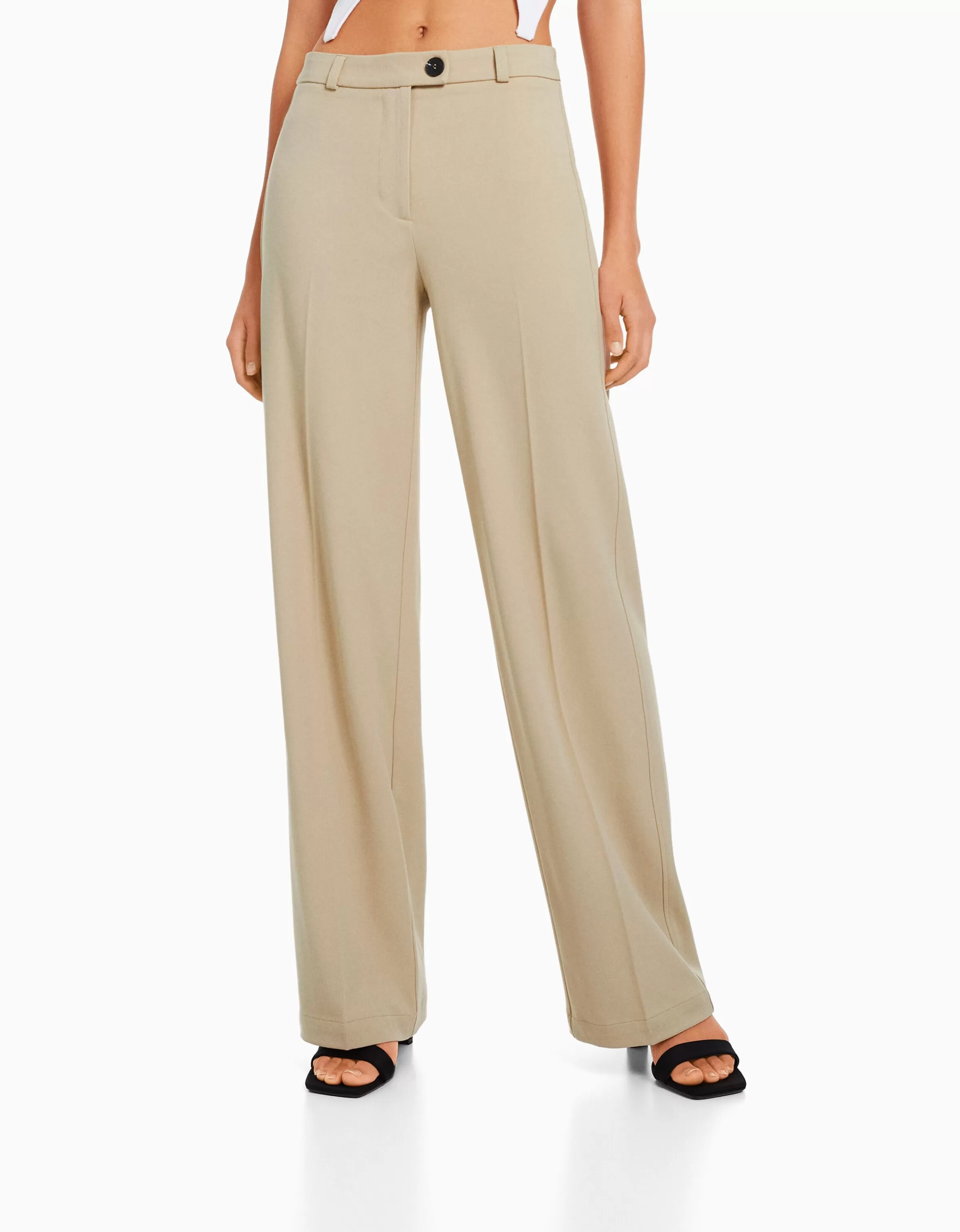 BERSHKA Pantalons*Pantalon tailoring wide leg passants Marine