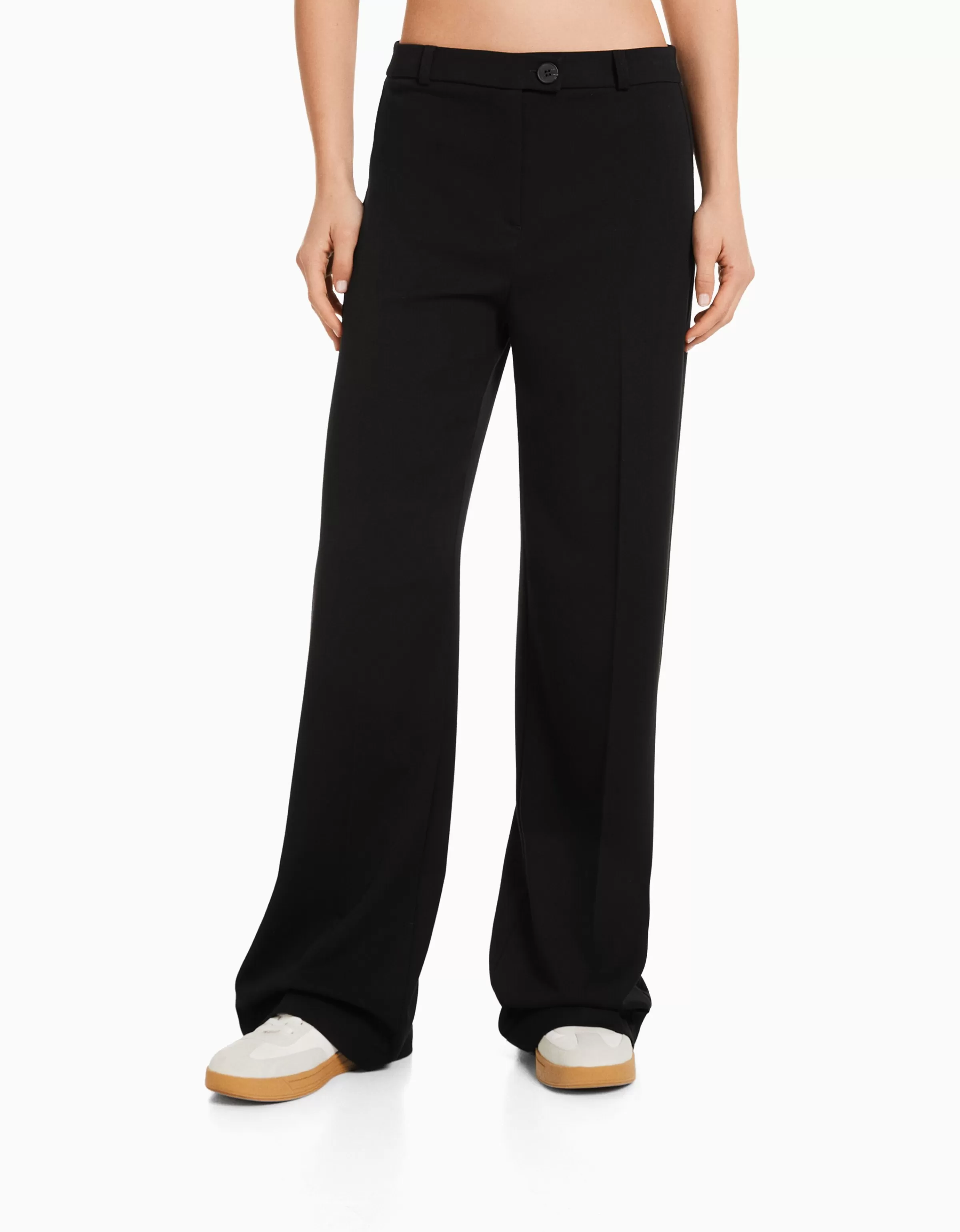 BERSHKA Best sellers*Pantalon tailoring wide leg passants Marine