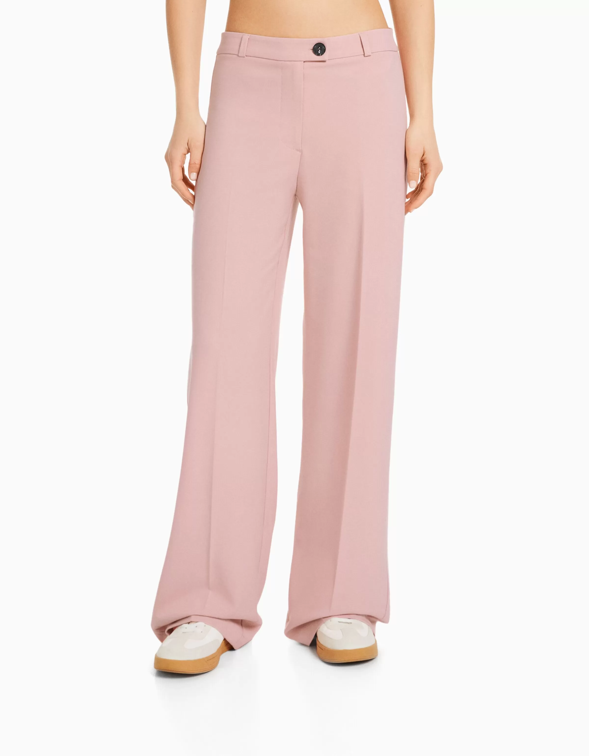 BERSHKA Basiques*Pantalon tailoring wide leg passants Marine