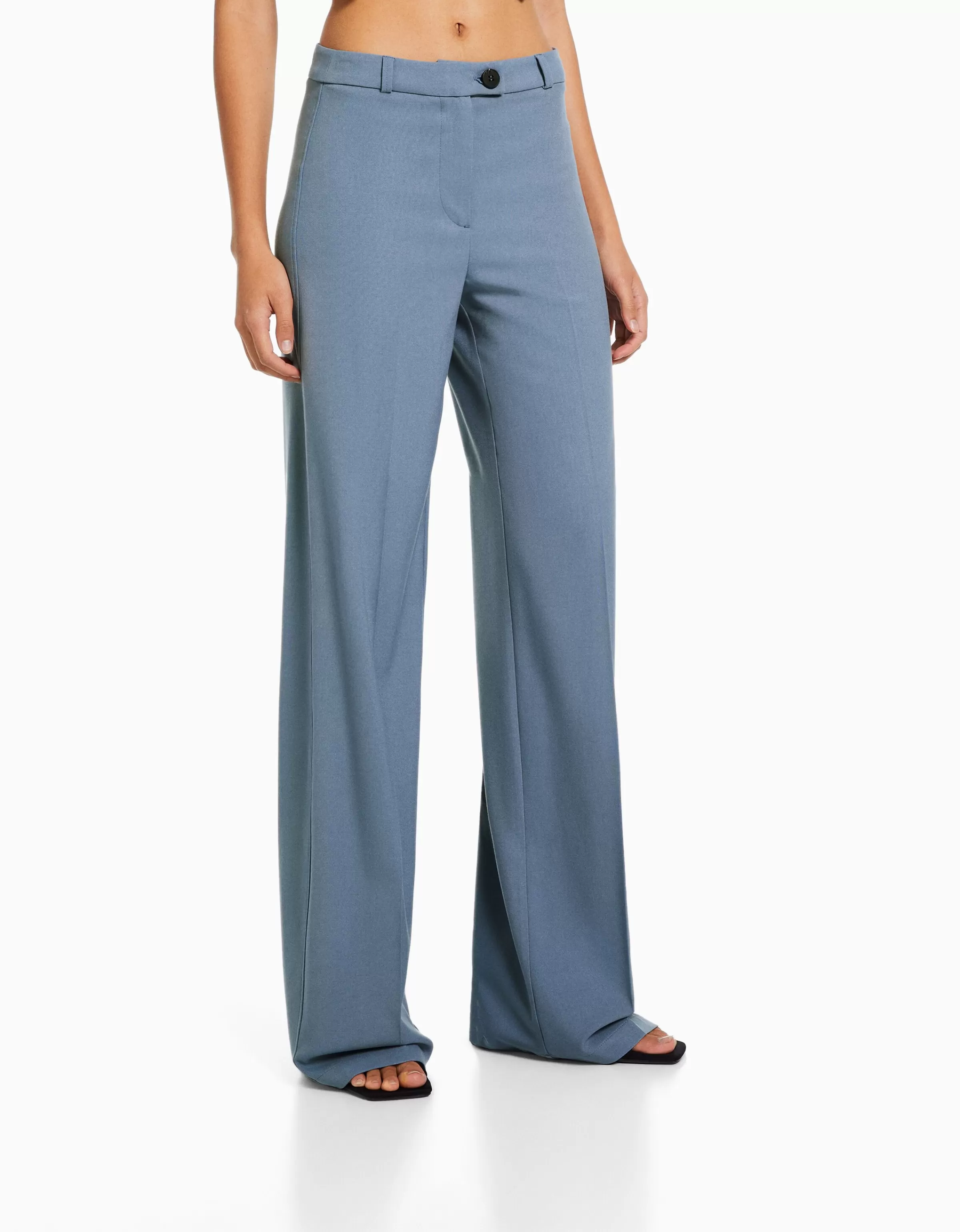 BERSHKA Vêtements*Pantalon tailoring wide leg passants Marine