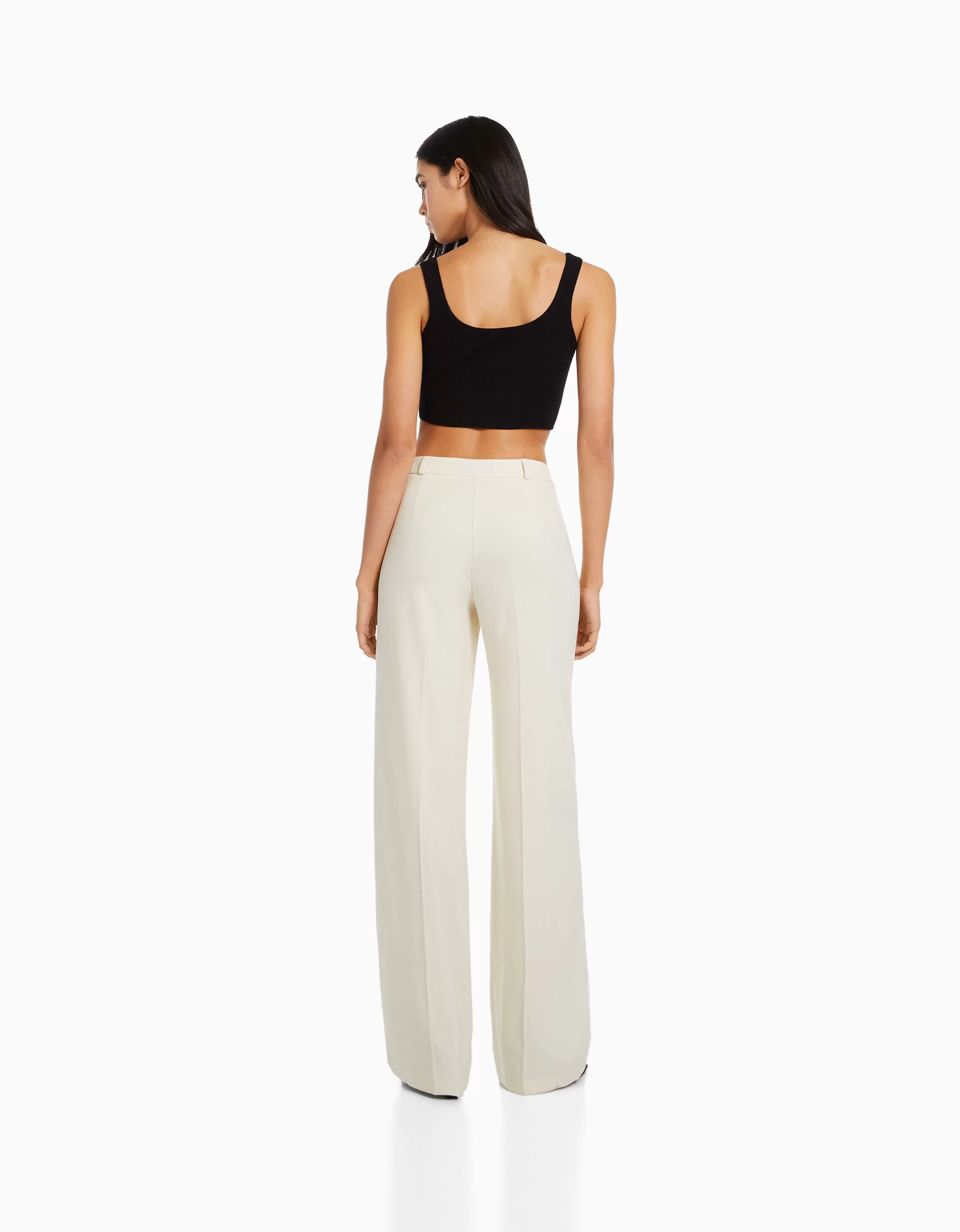 BERSHKA Pantalons*Pantalon tailoring wide leg passants Marine