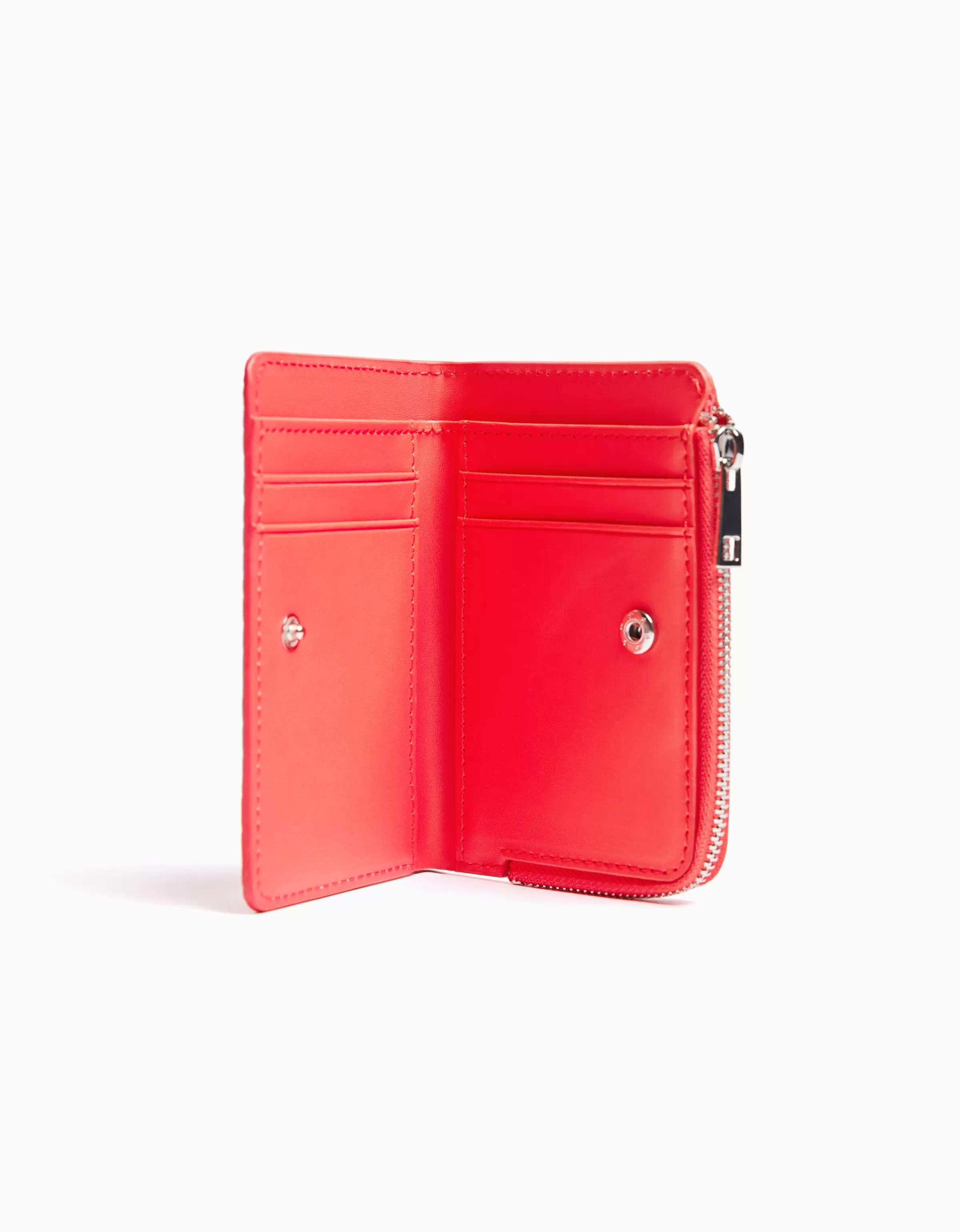 BERSHKA Tout voir*Porte-monnaie effet verni gravé imprimé animal Rouge