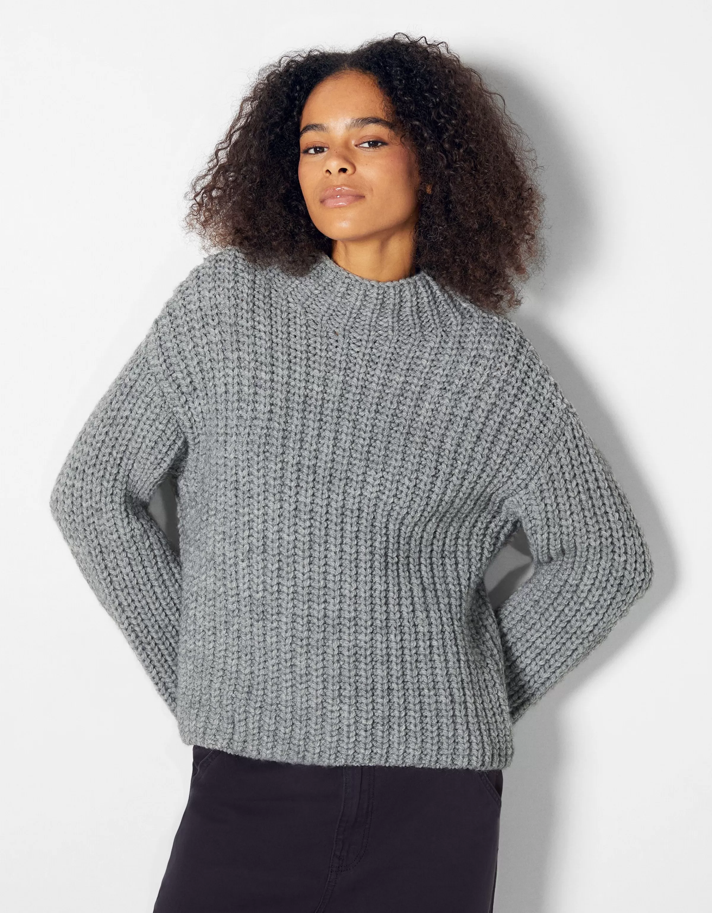 BERSHKA Pulls*Pull col montant Blanc