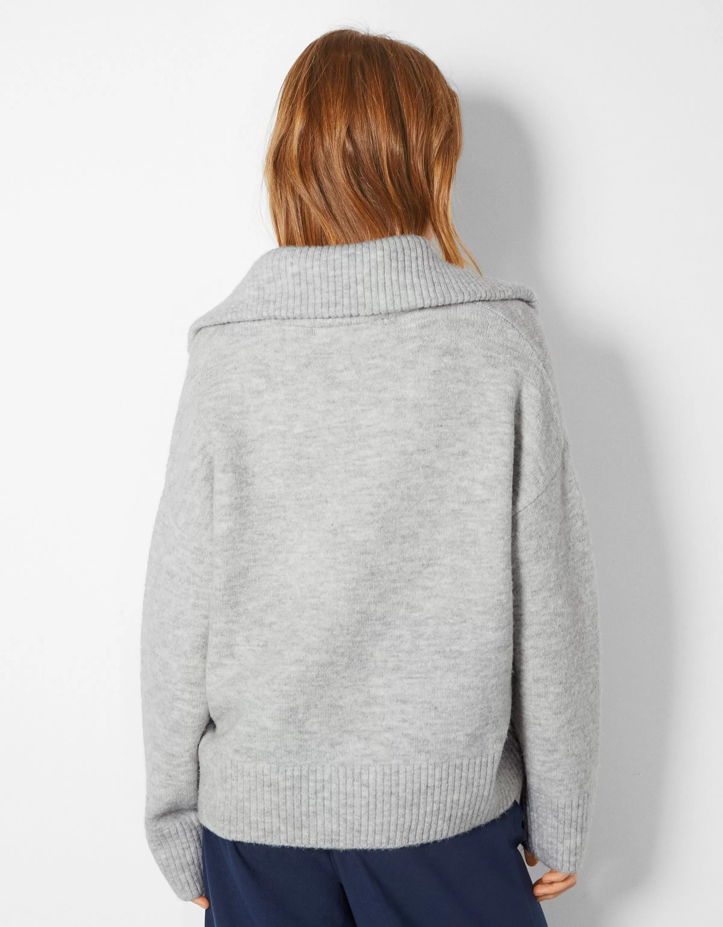 BERSHKA BSK Teen*Pull col montant fermeture éclair Gris