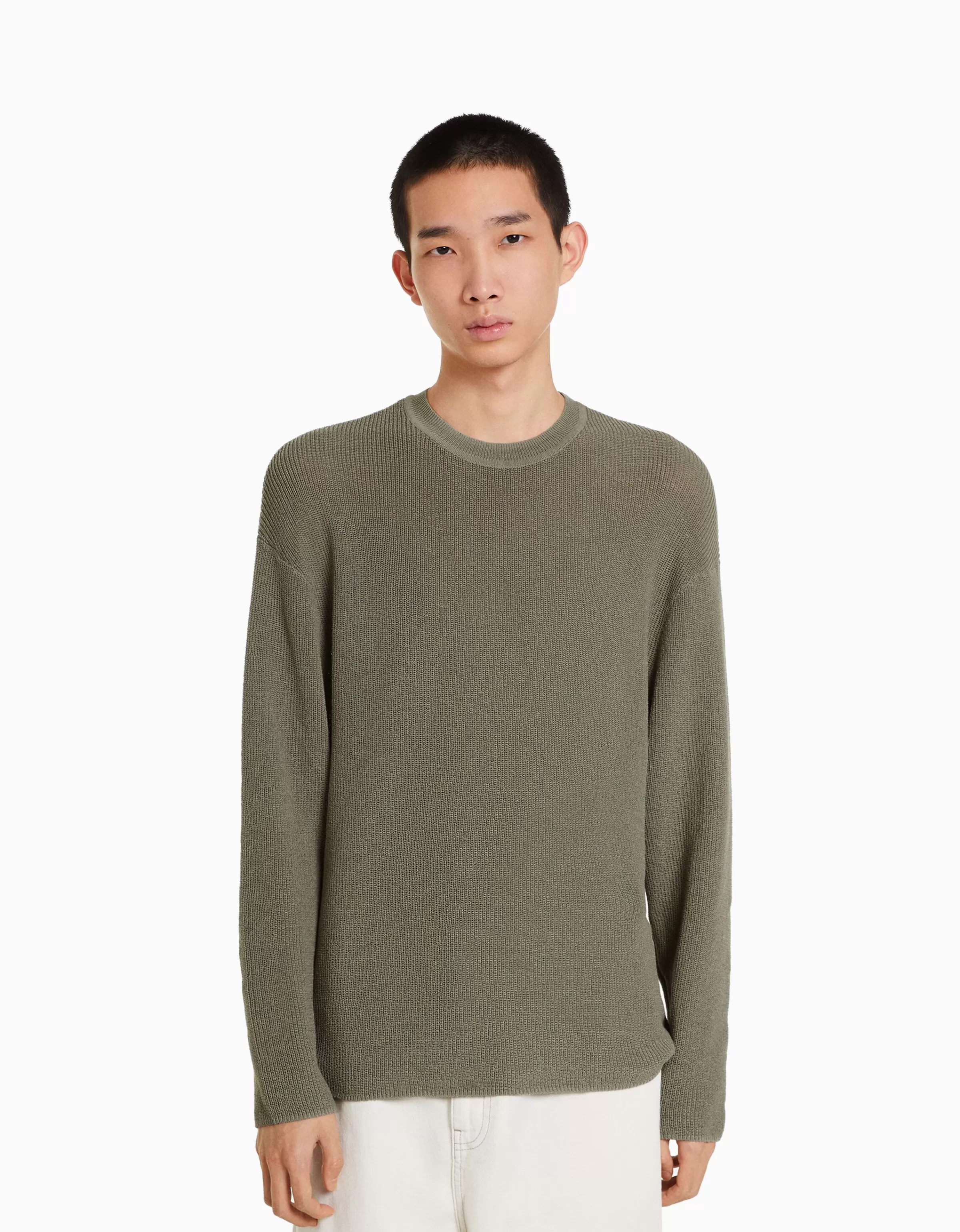 BERSHKA Vêtements*Pull col rond Vert