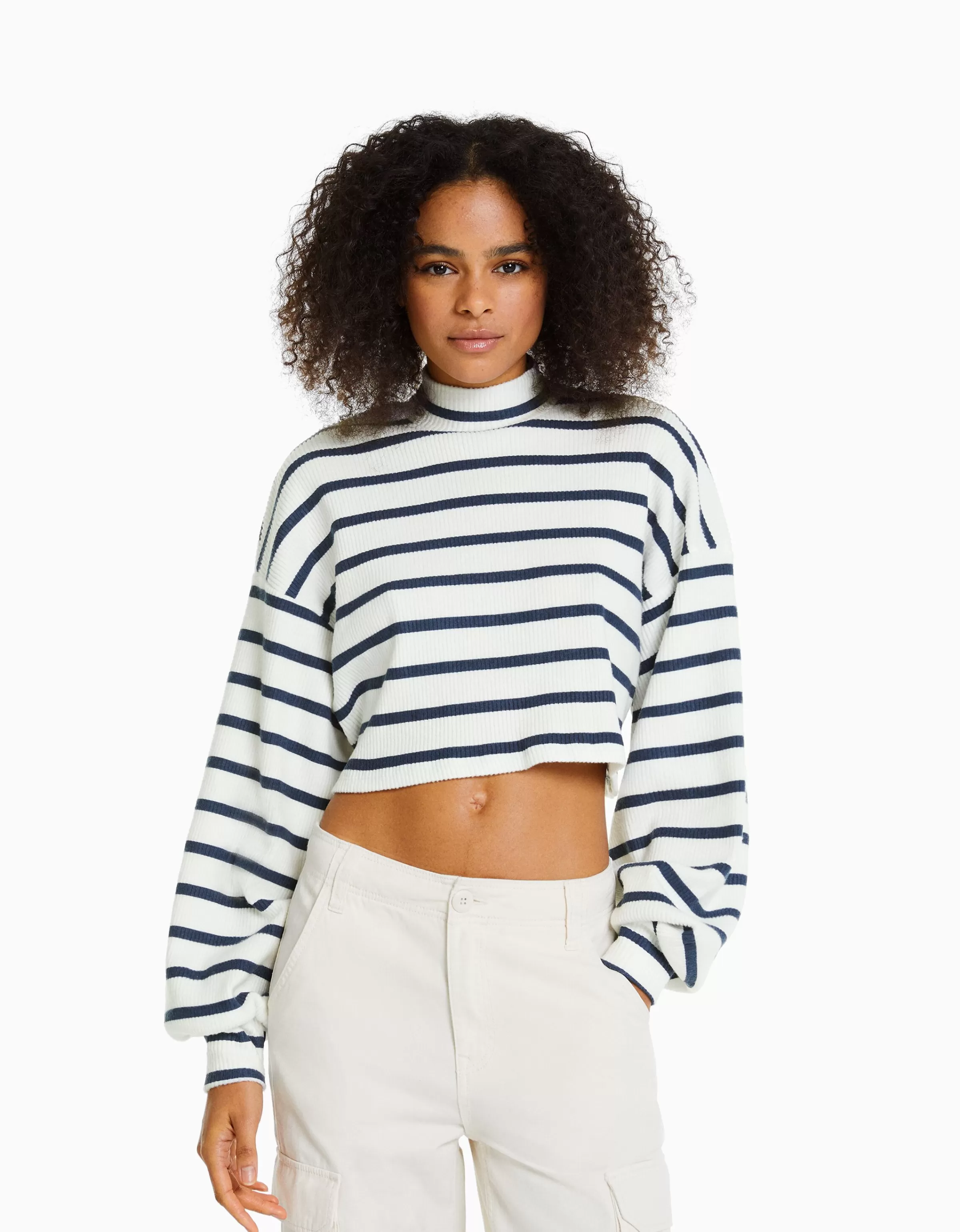 BERSHKA Maille*Pull cropped Vert