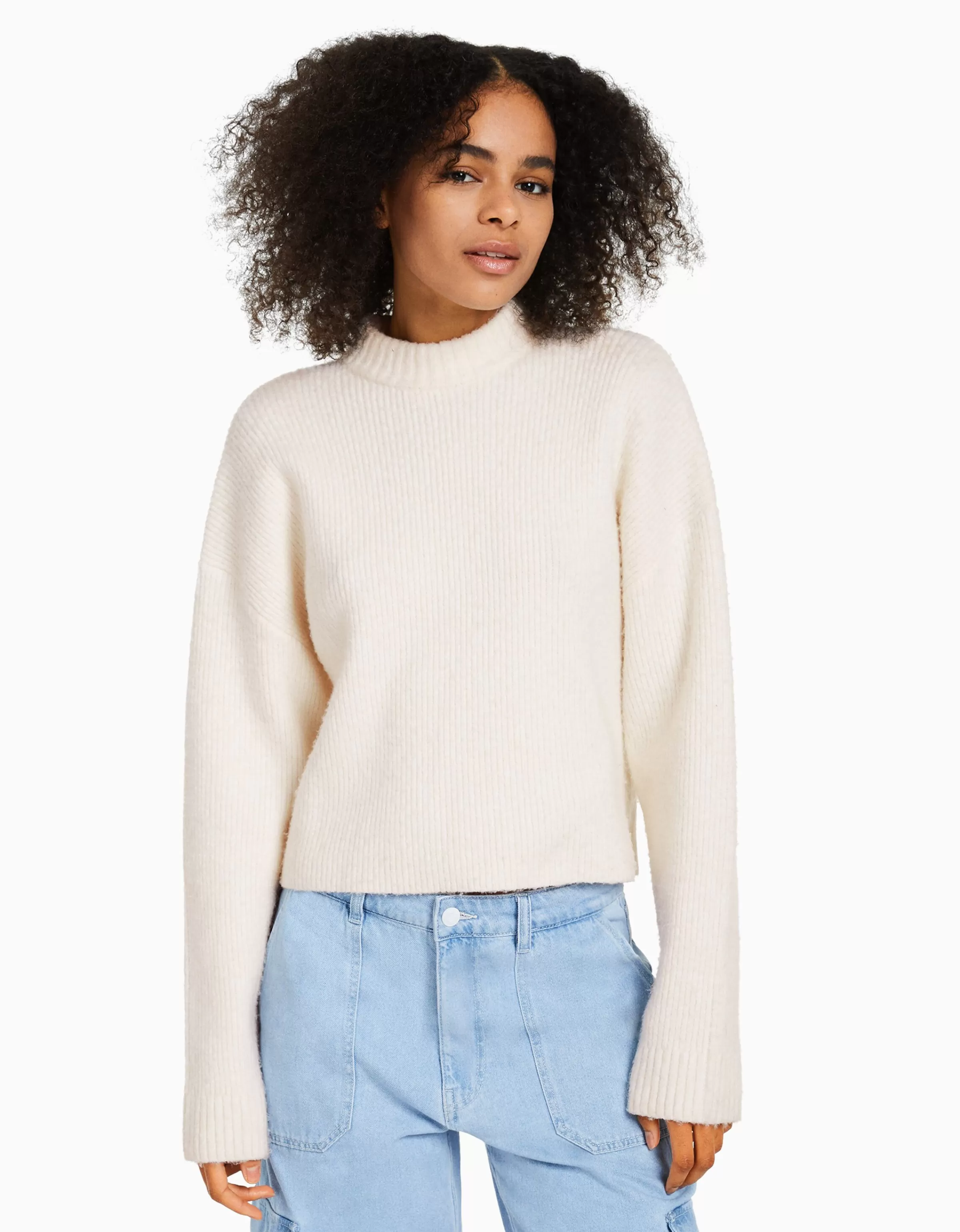 BERSHKA Pulls*Pull dos nu Écru