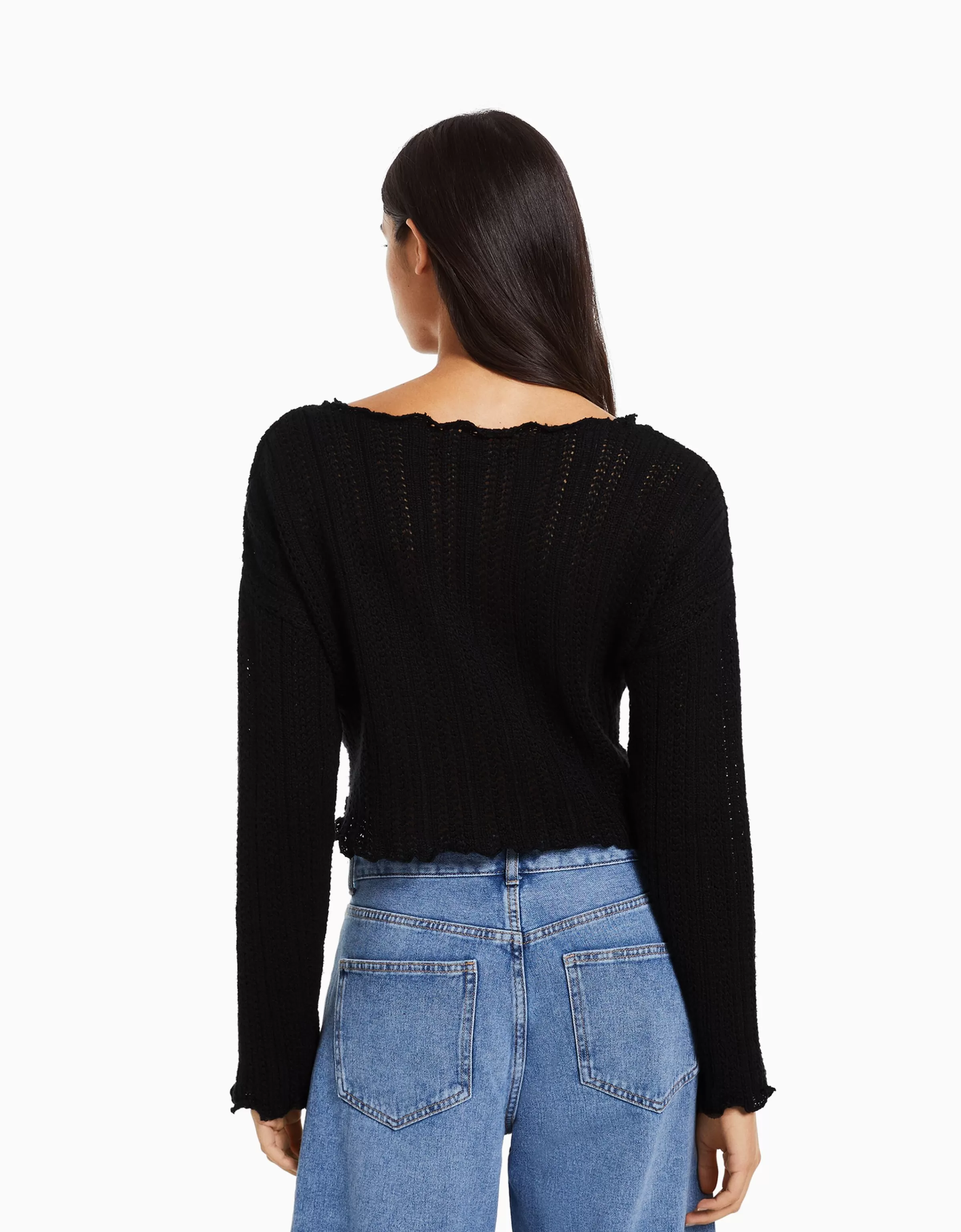 BERSHKA Maille*Pull rustique Écru